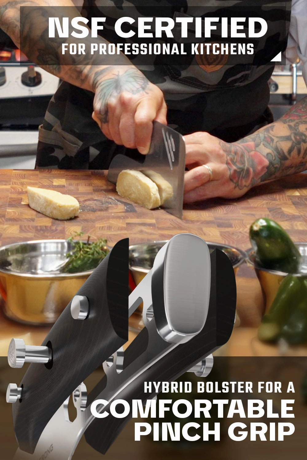 Menkiri Noodle Knife 9.5" | Gladiator Series | NSF Certified | Dalstrong 