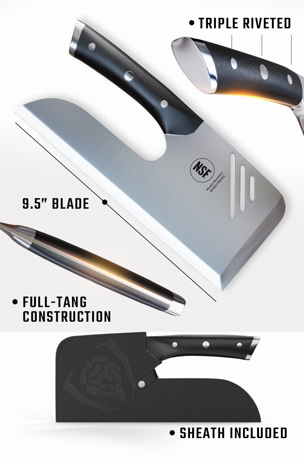 Menkiri Noodle Knife 9.5" | Gladiator Series | NSF Certified | Dalstrong 