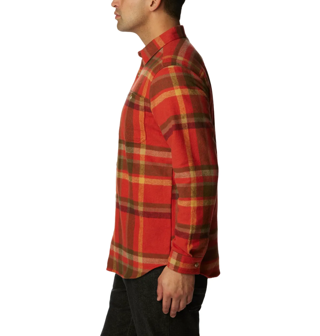 Men's Pitchstone Heavyweight Flannel Shirt Warp Red Macro Multi Columbia Clothing