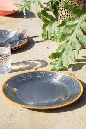Metal & Orange Rim Bon Appetit Dinner Plate kitchenware,kitchen essentials,cooking tools