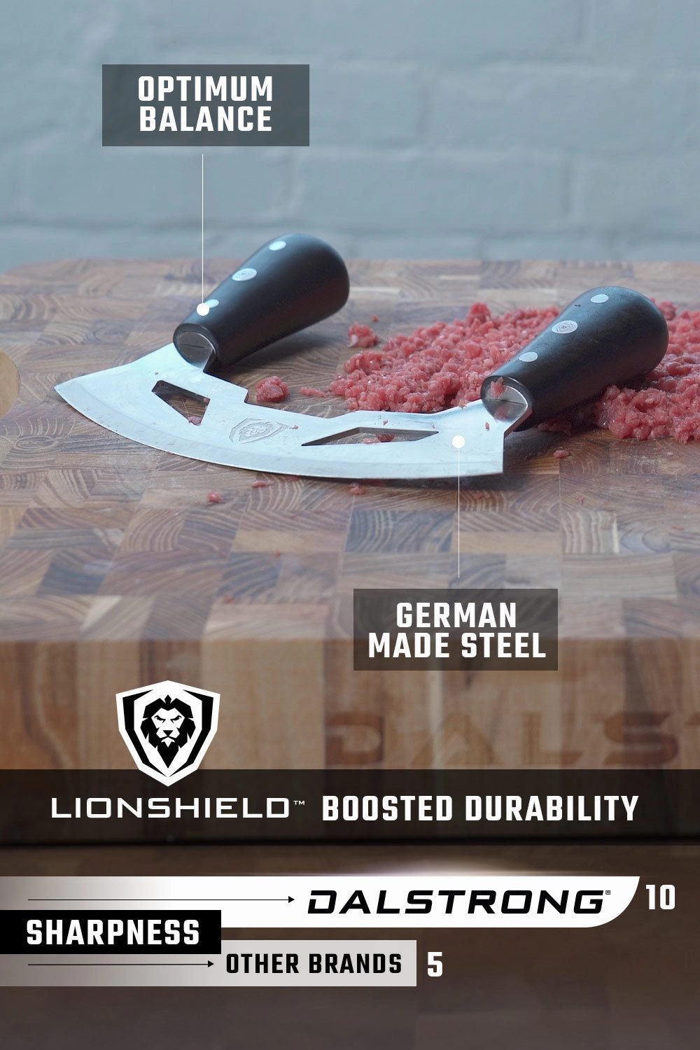 Mezzaluna Knife 8.5" | ABS Handles | Gladiator Series | Dalstrong 