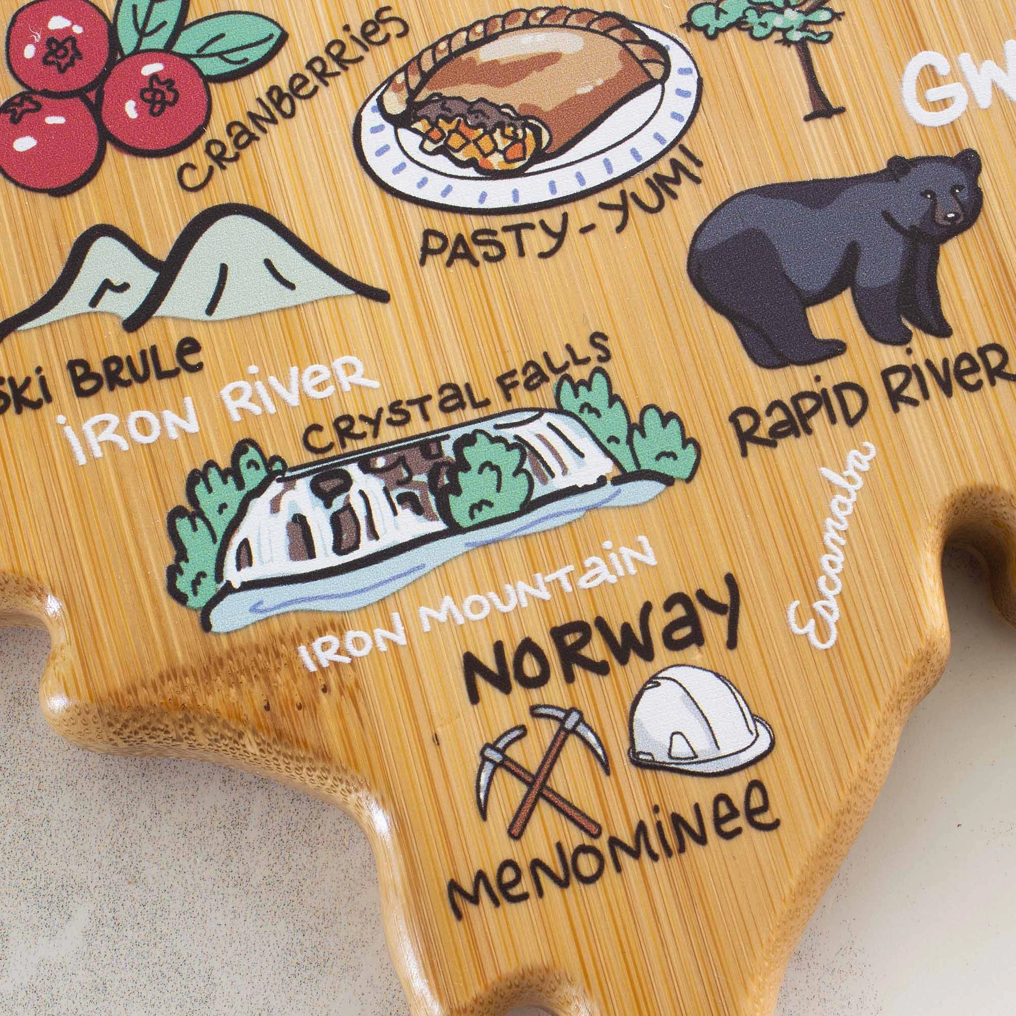 Michigan Upper Peninsula Cutting Board with Artwork by Fish Kiss