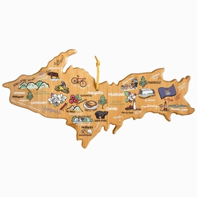 Michigan Upper Peninsula Cutting Board with Artwork by Fish Kiss cutting board,chopping board,kitchen tools