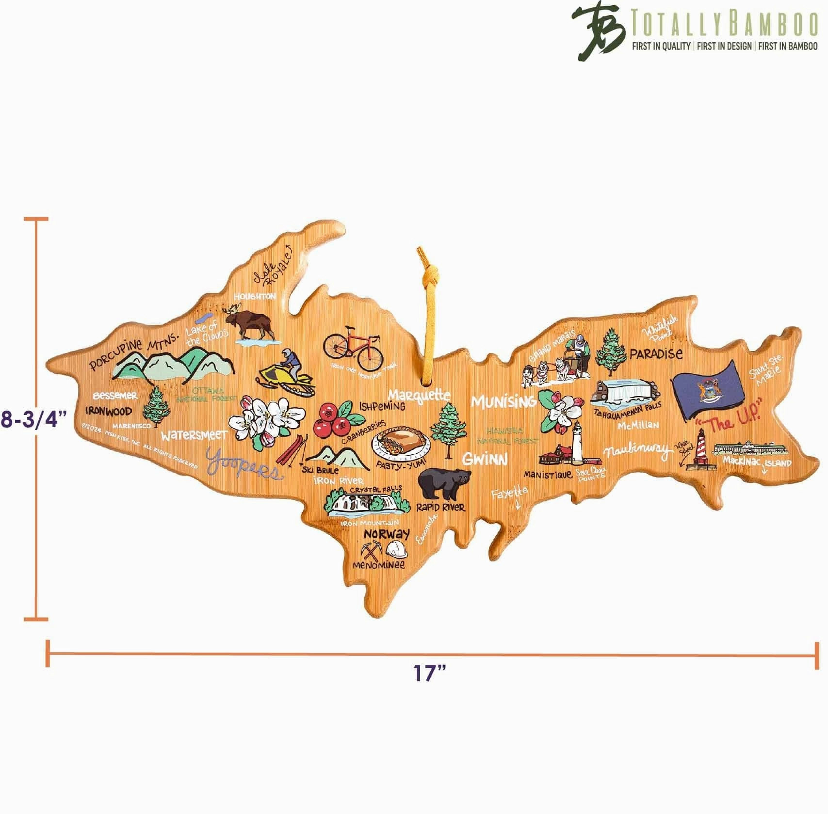 Michigan Upper Peninsula Cutting Board with Artwork by Fish Kiss