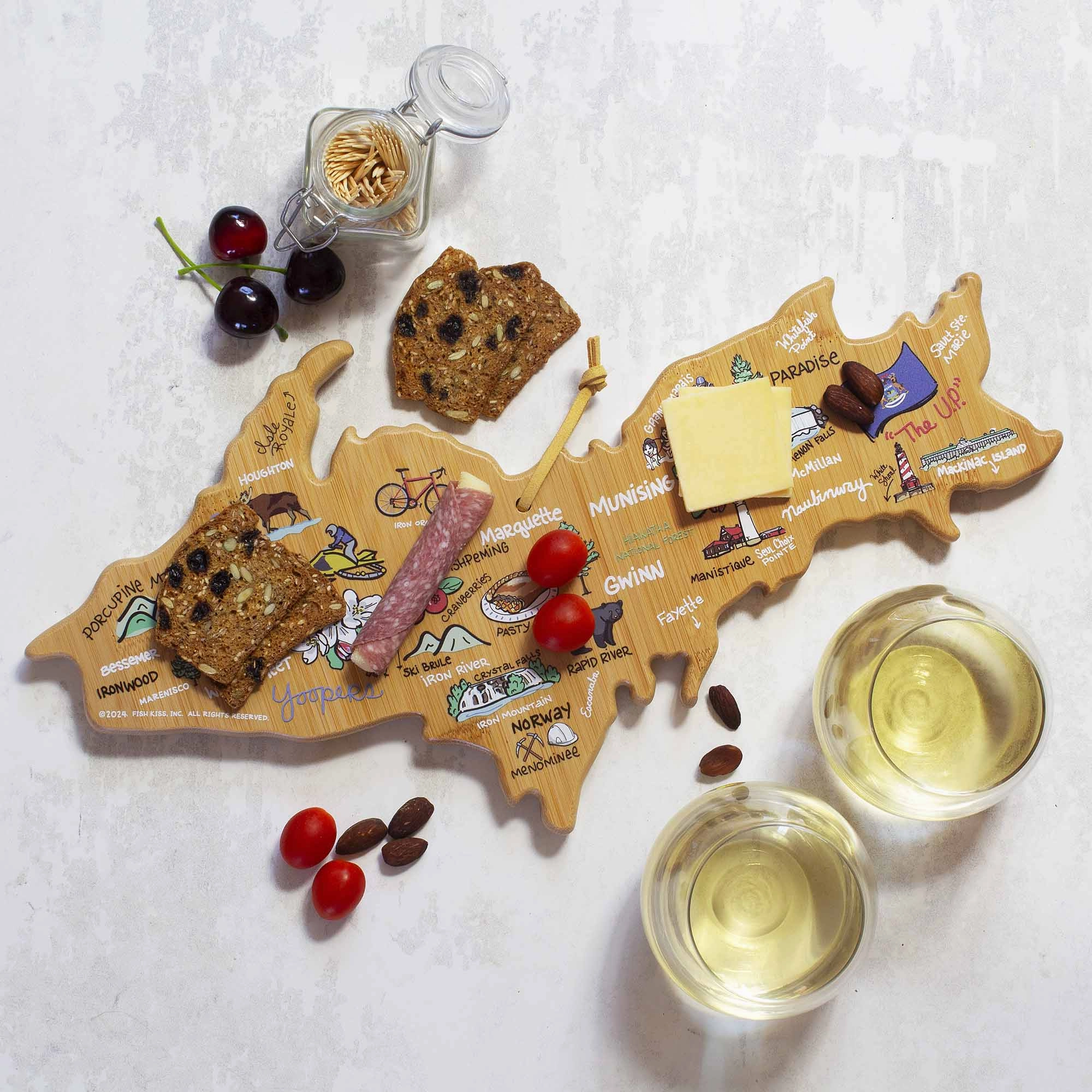Michigan Upper Peninsula Cutting Board with Artwork by Fish Kiss