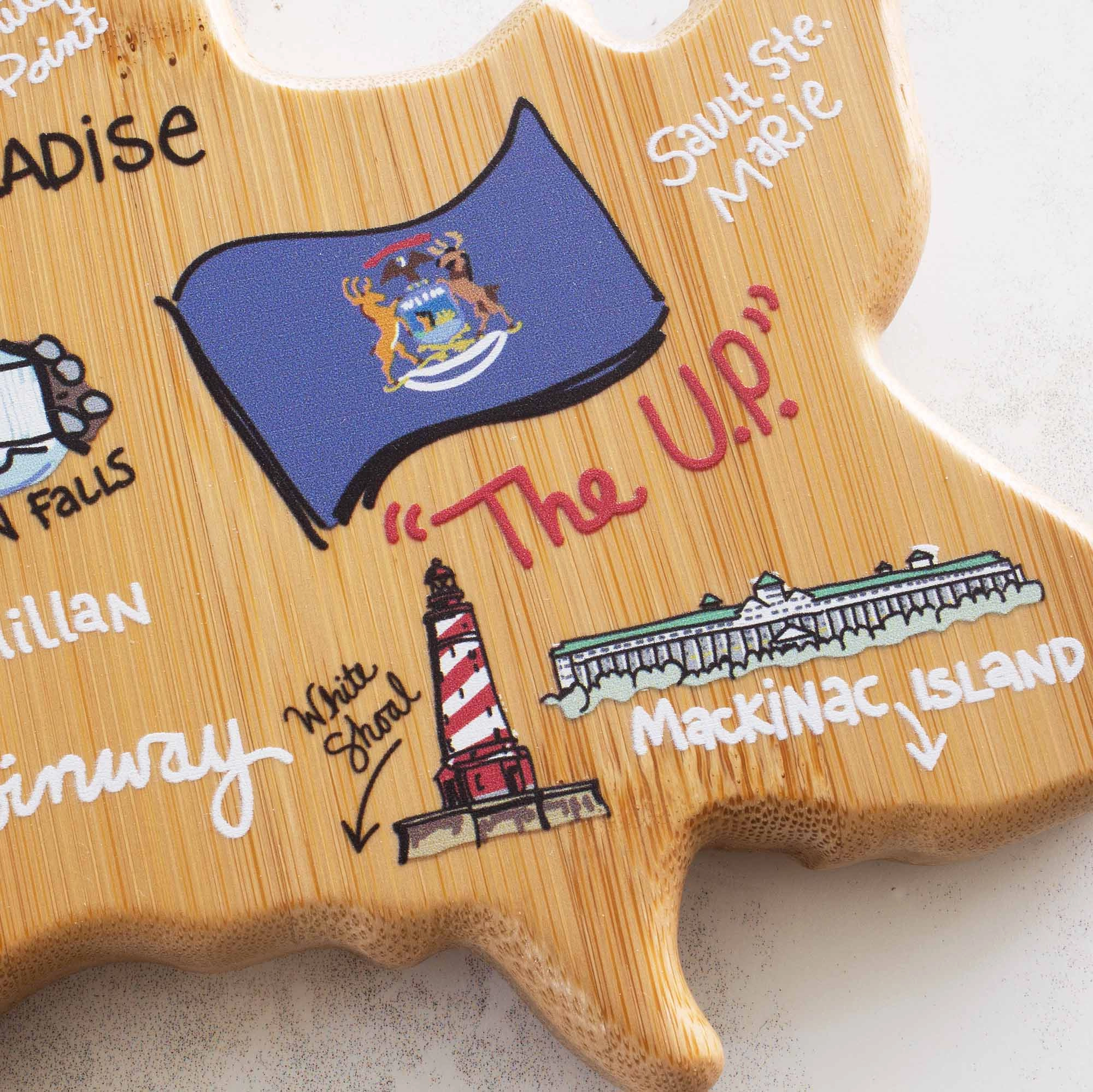 Michigan Upper Peninsula Cutting Board with Artwork by Fish Kiss