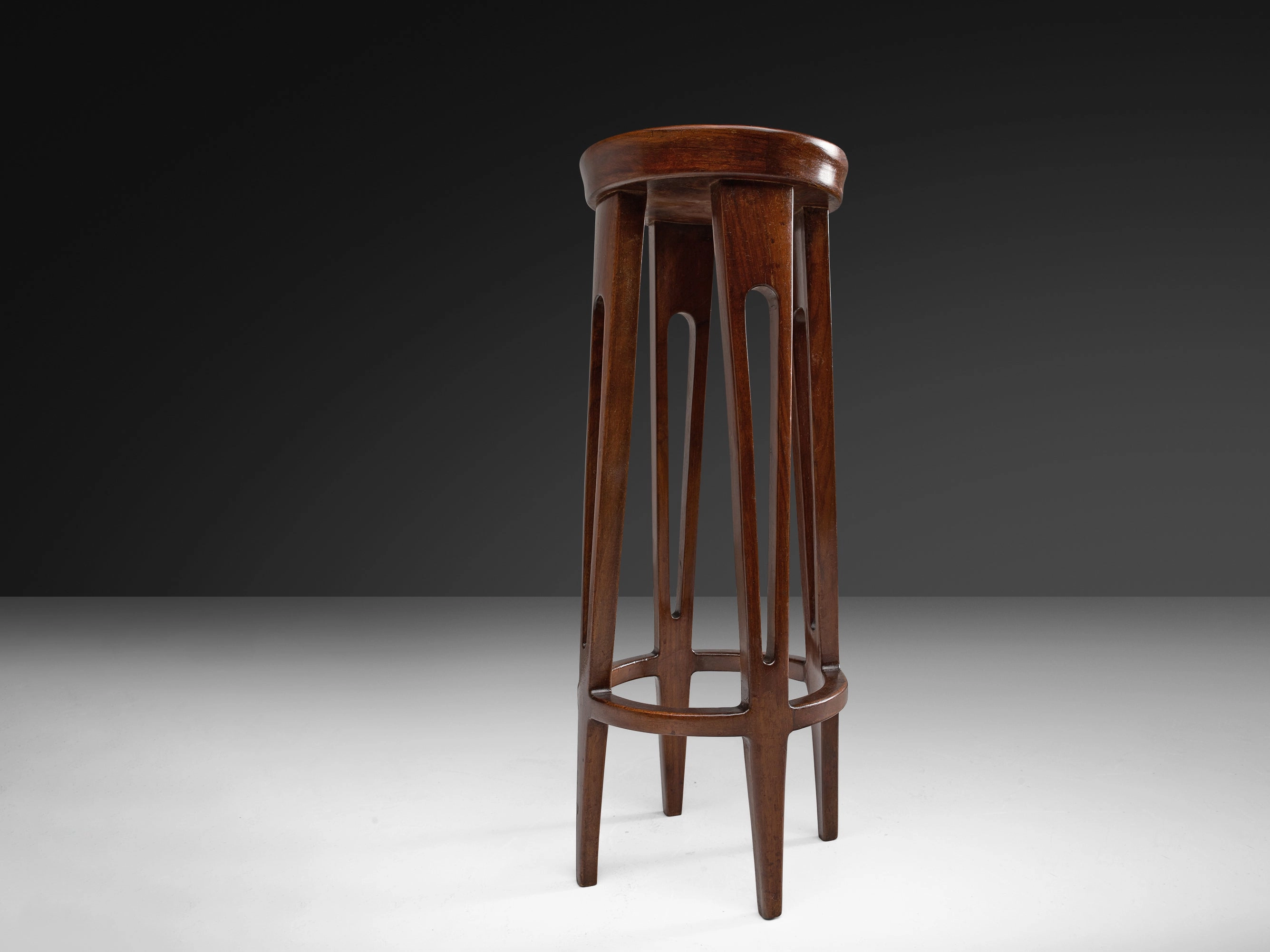 Mid-Century Modern Italian Home Bar With Cabinet and Stools in Walnut