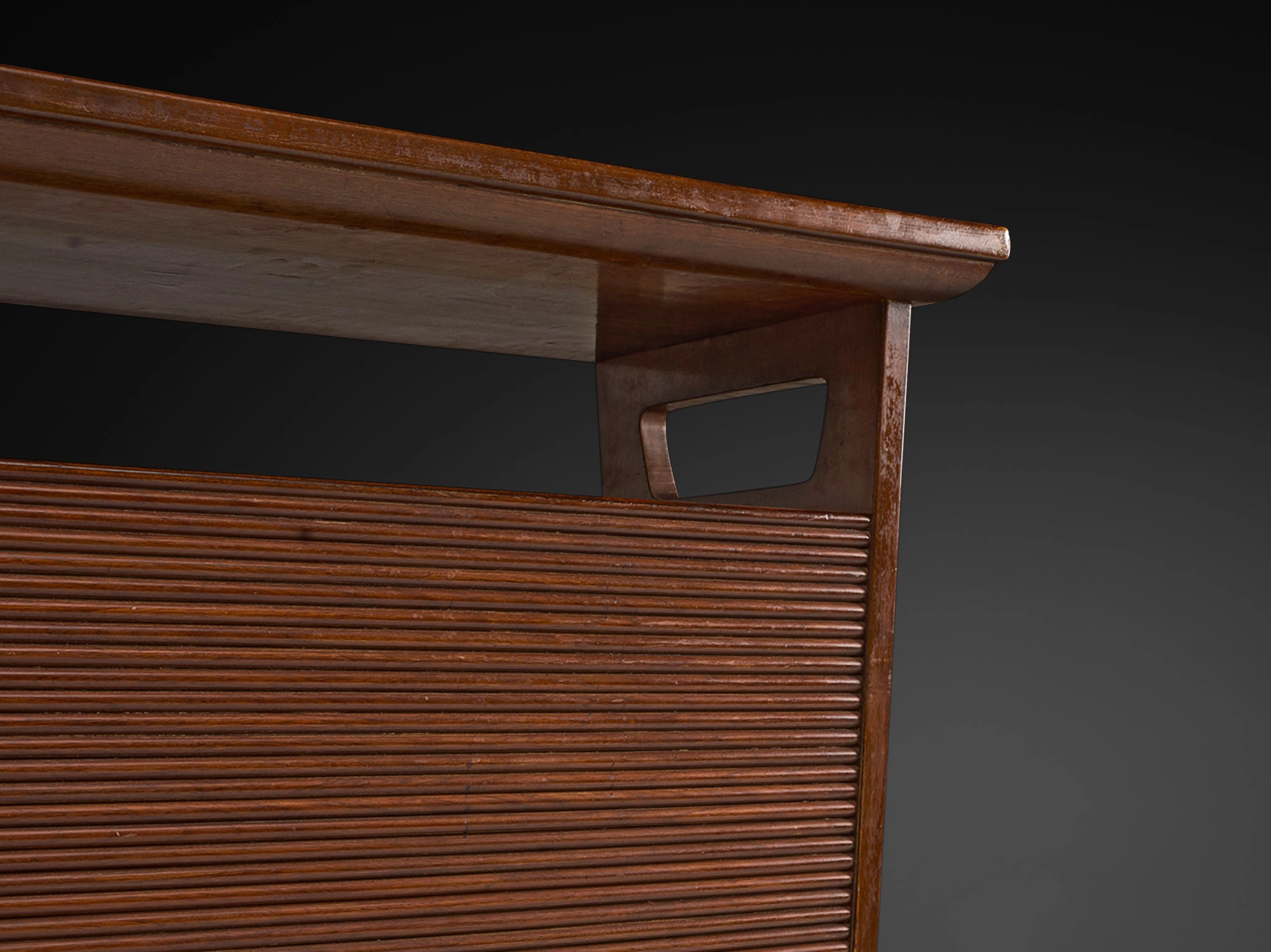Mid-Century Modern Italian Home Bar With Cabinet and Stools in Walnut