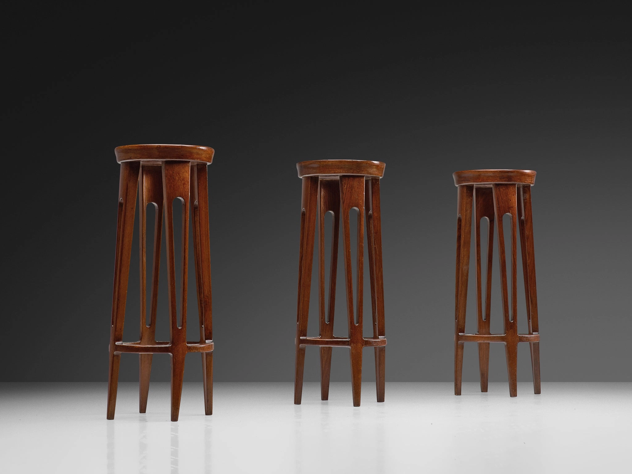 Mid-Century Modern Italian Home Bar With Cabinet and Stools in Walnut