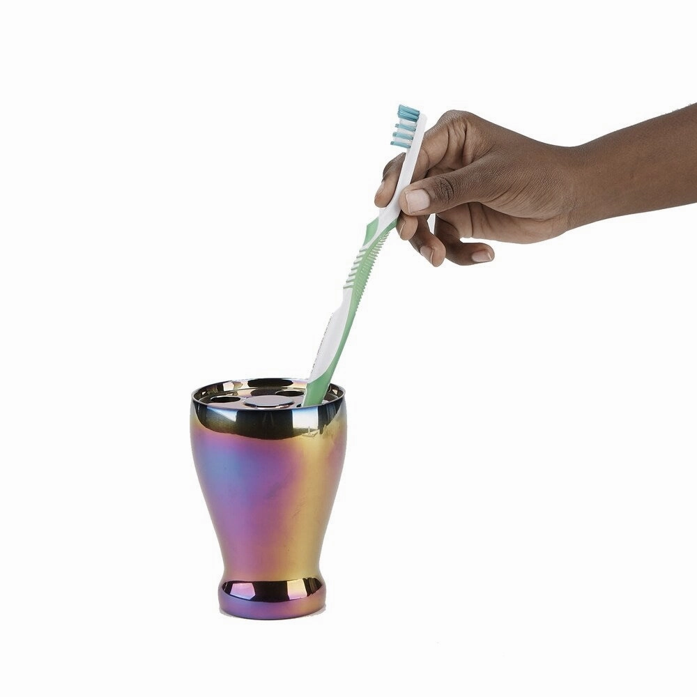 Mind Reader Toothbrush Holder, Rainbow Tooth Brush Holder Organizer, Toothbrush Stand, Iridescent Rainbow