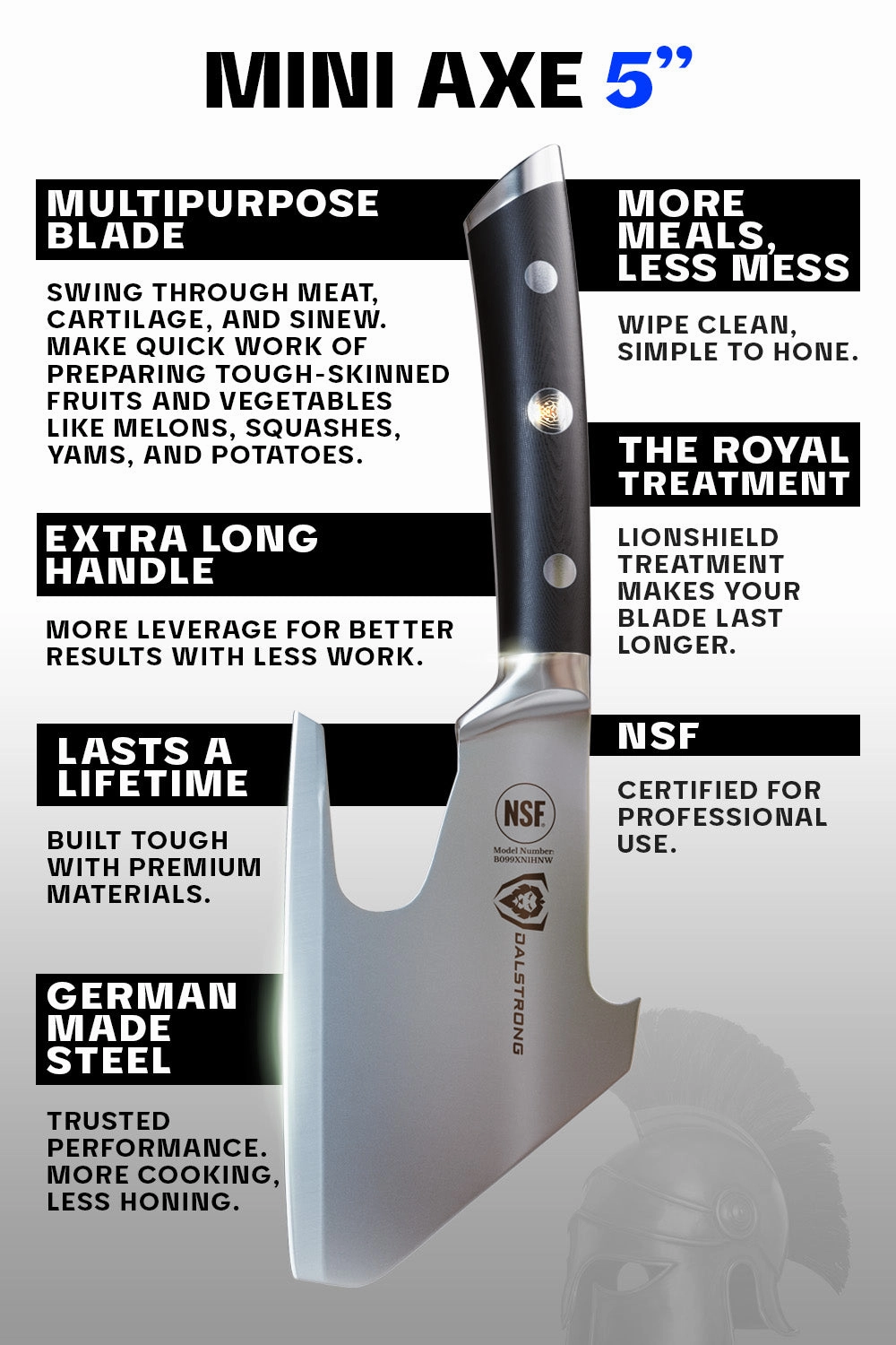 Mini Meat Cleaver Axe 5" | Gladiator Series | NSF Certified | Dalstrong 