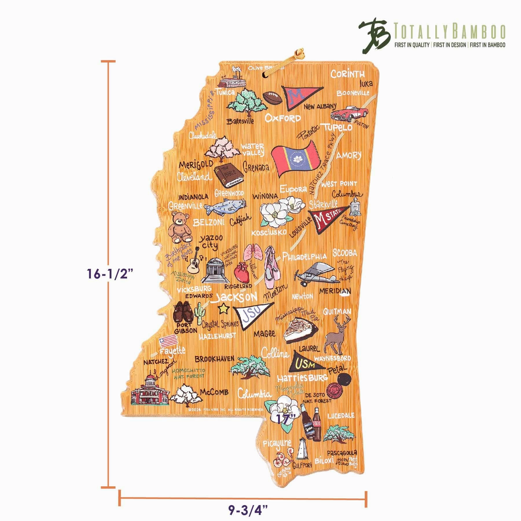 Mississippi Cutting Board with Artwork by Fish Kiss