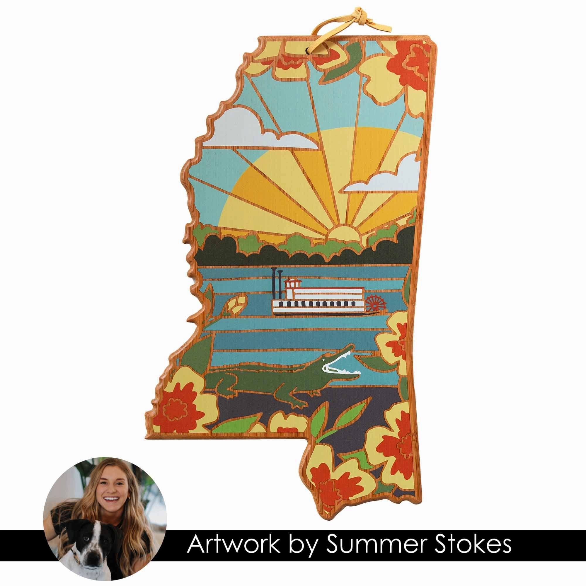 Mississippi Cutting Board with Artwork by Summer Stokes