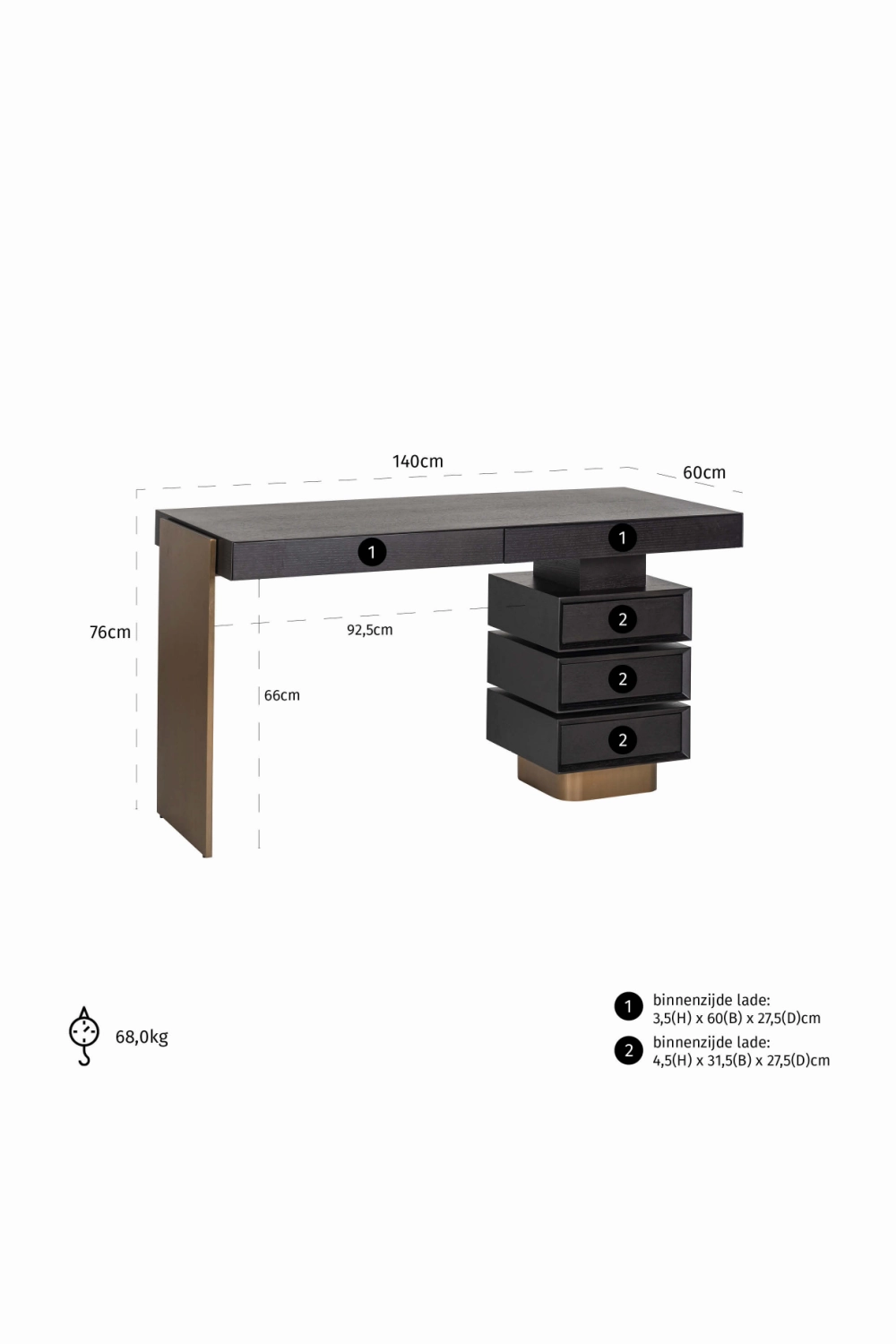 Modern 5-Drawer Desk | OROA Connar