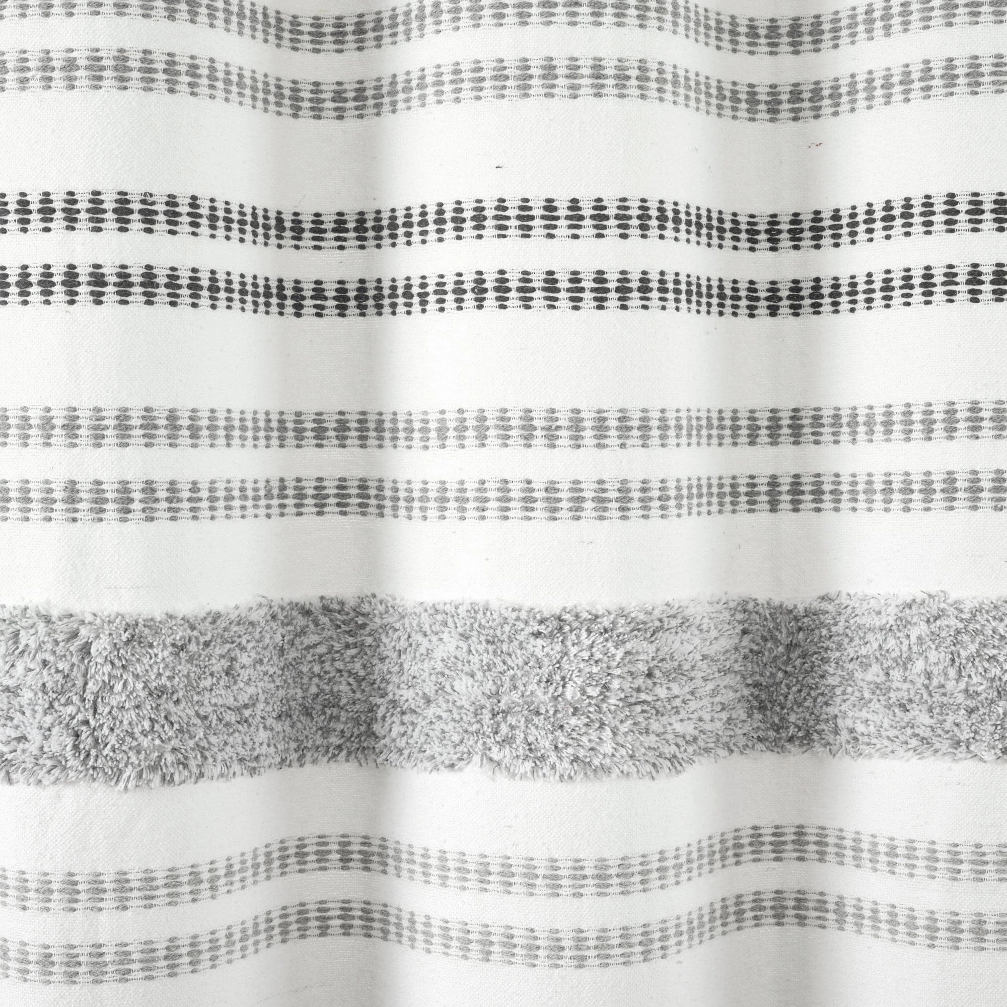 Modern Tufted Stripe Yarn Dyed Recycled Cotton Blend Shower Curtain