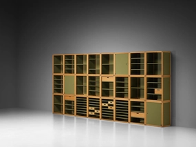 Modular 'Profilsystem' Wall Unit with Diverse Storage Compartments in Green storage cabinet,organizer,furniture storage