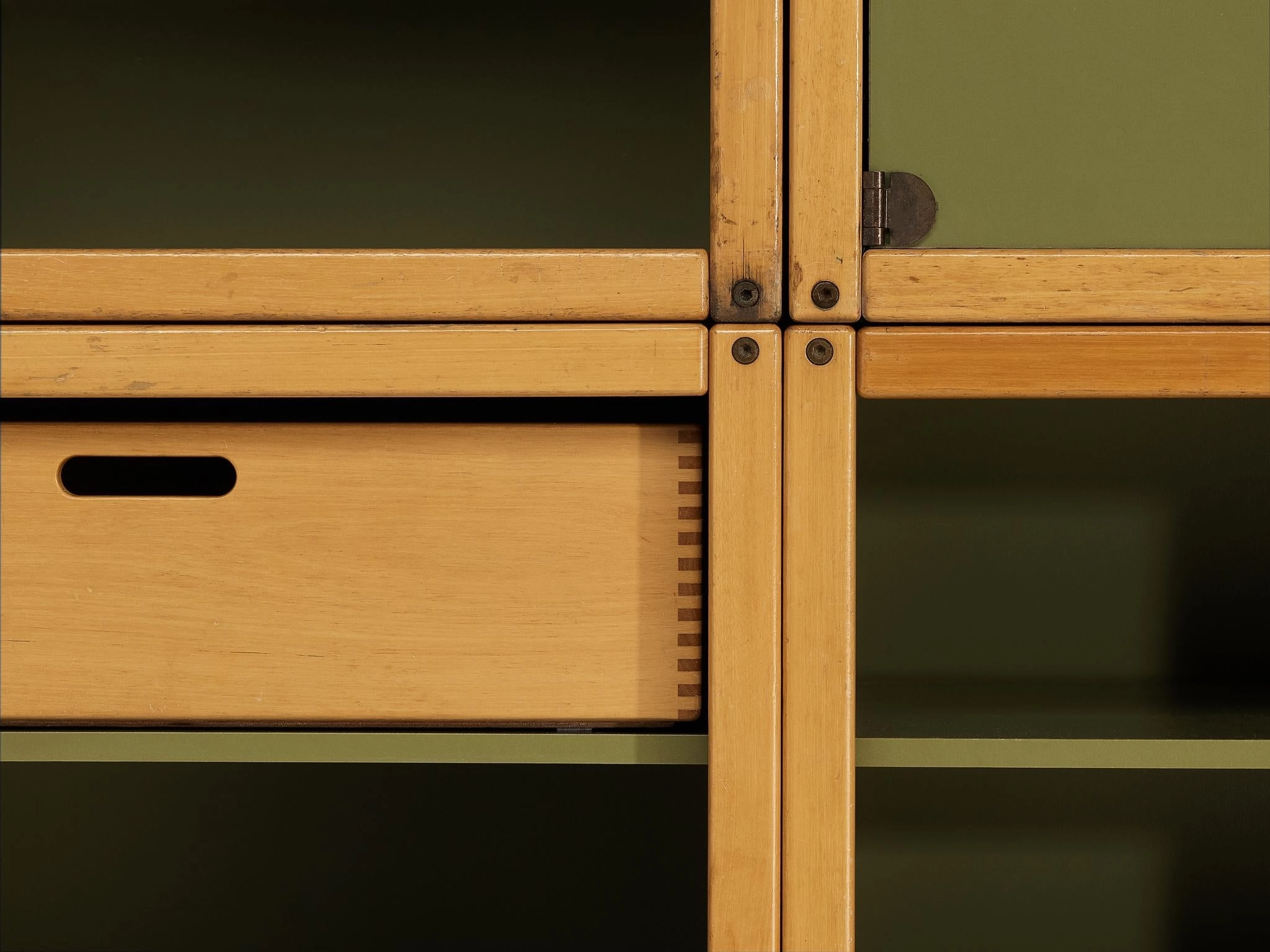 Modular 'Profilsystem' Wall Unit with Diverse Storage Compartments in Green