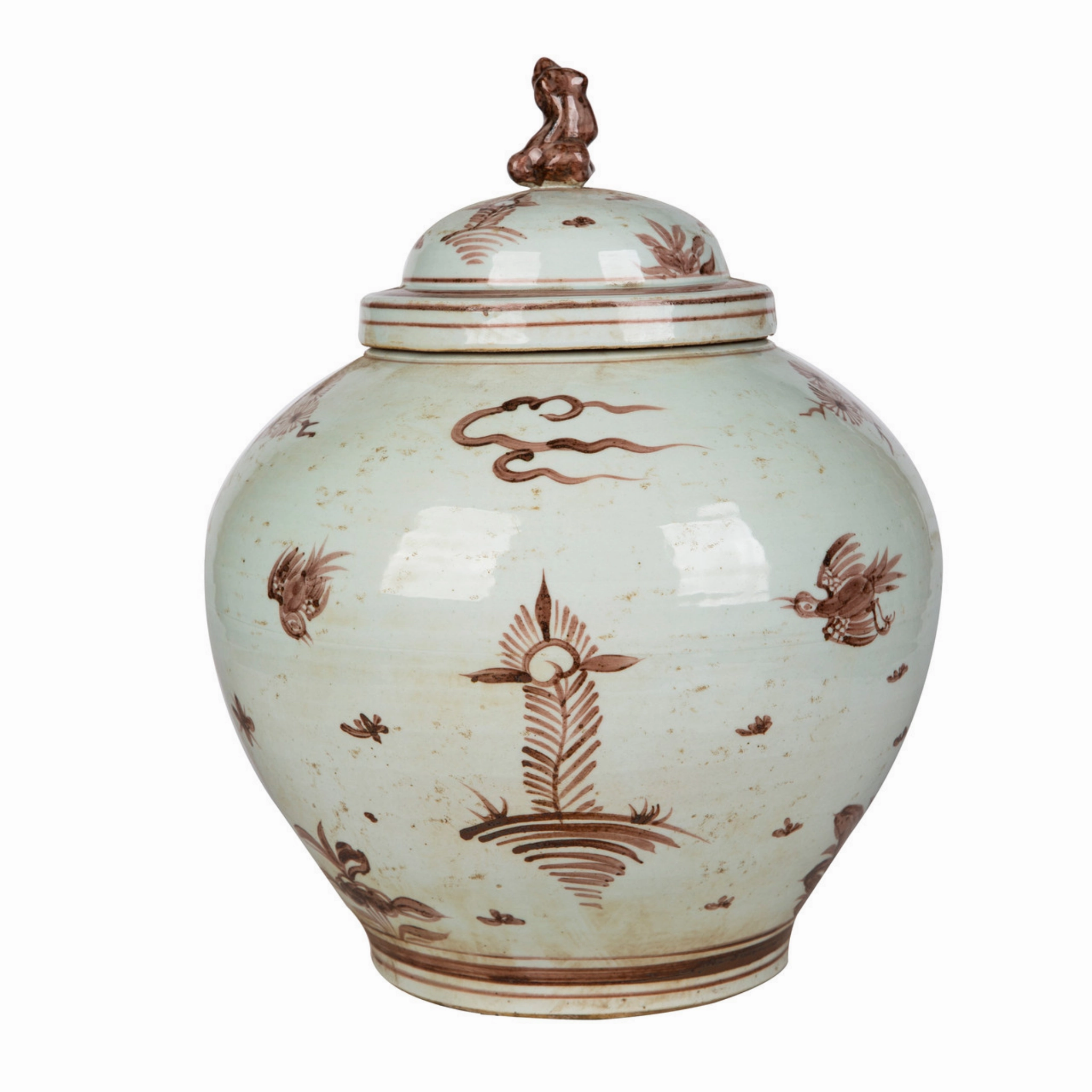 Moka Lion Lid Jar With Pine Crane Motif