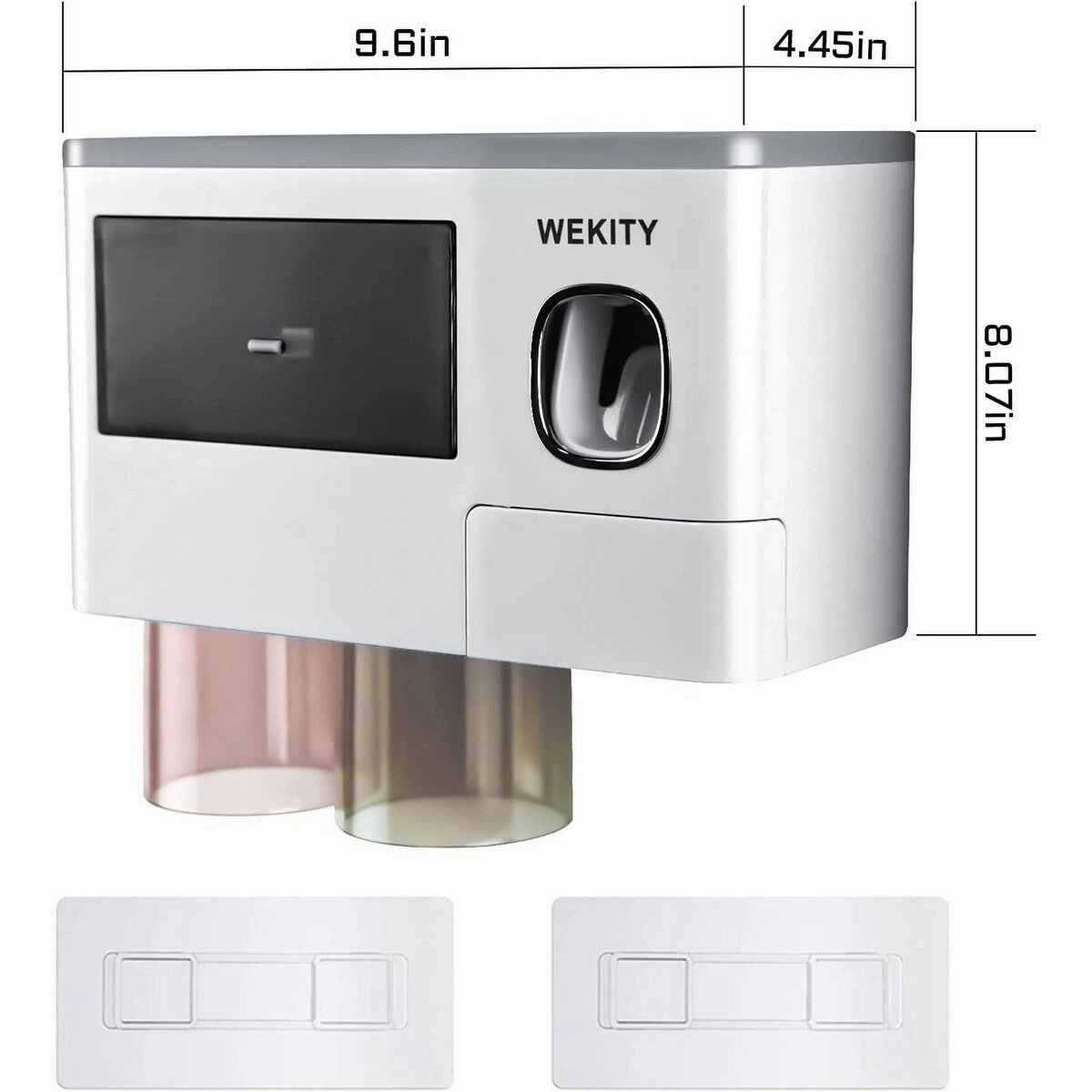 Multi-Functional Bathroom Toothbrush Holder Wall Mounted Set with Toothpaste Dispenser - Grey