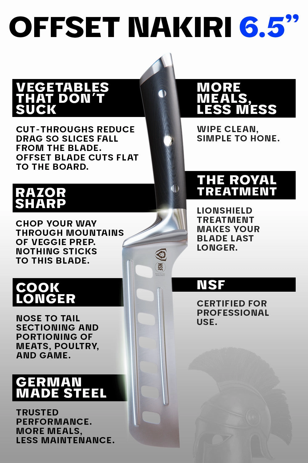 Nakiri Asian Vegetable Knife 6" | Offset Blade | Gladiator Series | NSF Certified | Dalstrong 
