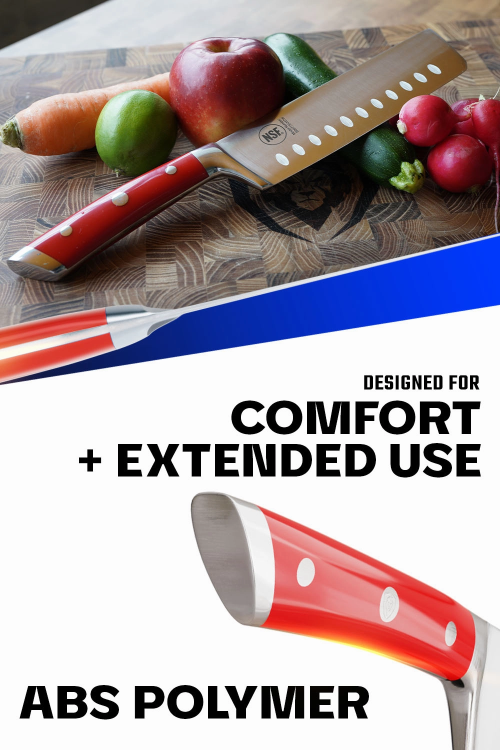 Nakiri Vegetable Knife 7" | Crimson Red ABS Handle | Gladiator Series | NSF Certified | Dalstrong 