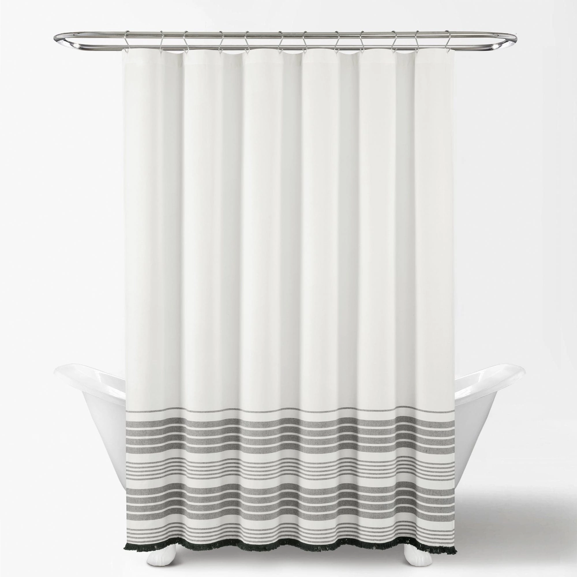 Nantucket Yarn Dyed Tassel Fringe Shower Curtain
