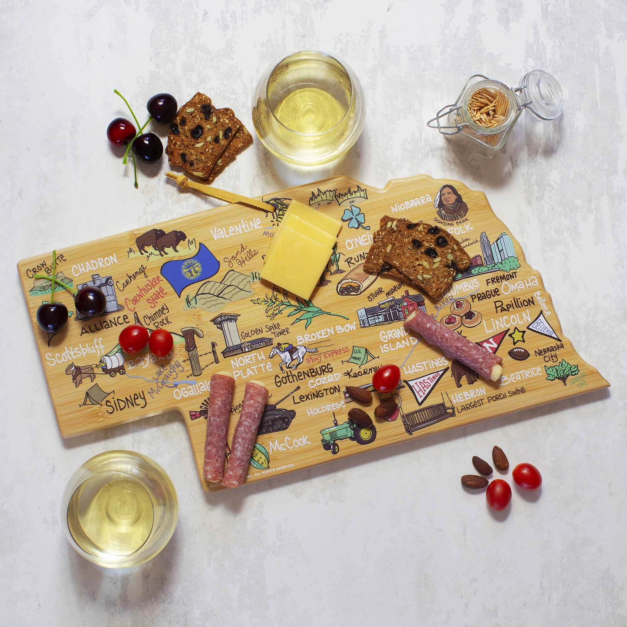 Nebraska Cutting Board with Artwork by Fish Kiss