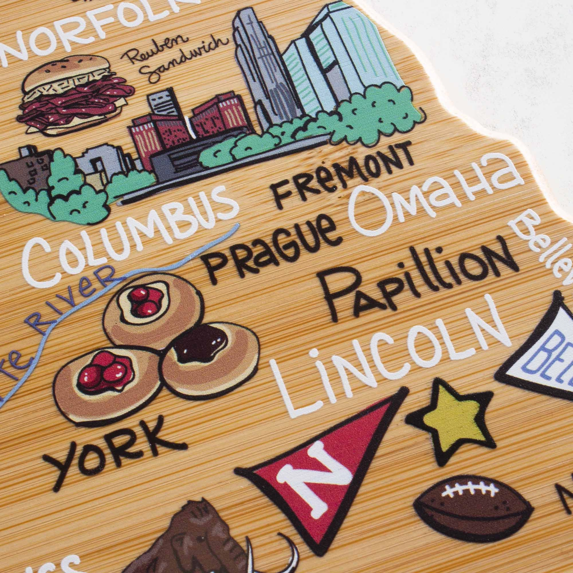 Nebraska Cutting Board with Artwork by Fish Kiss