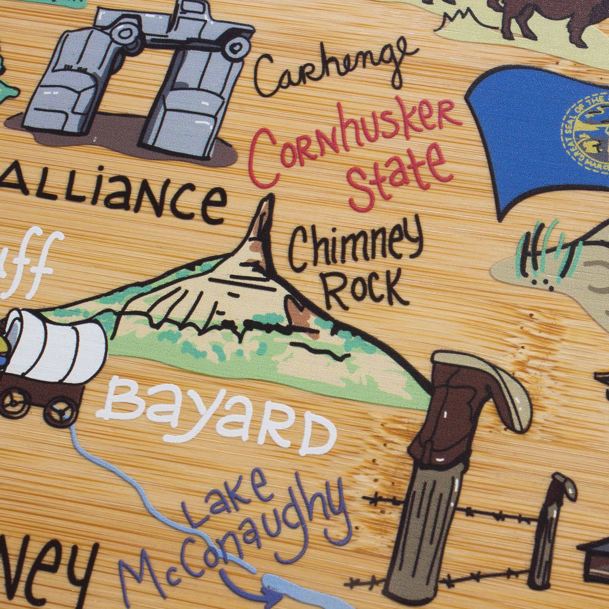 Nebraska Cutting Board with Artwork by Fish Kiss