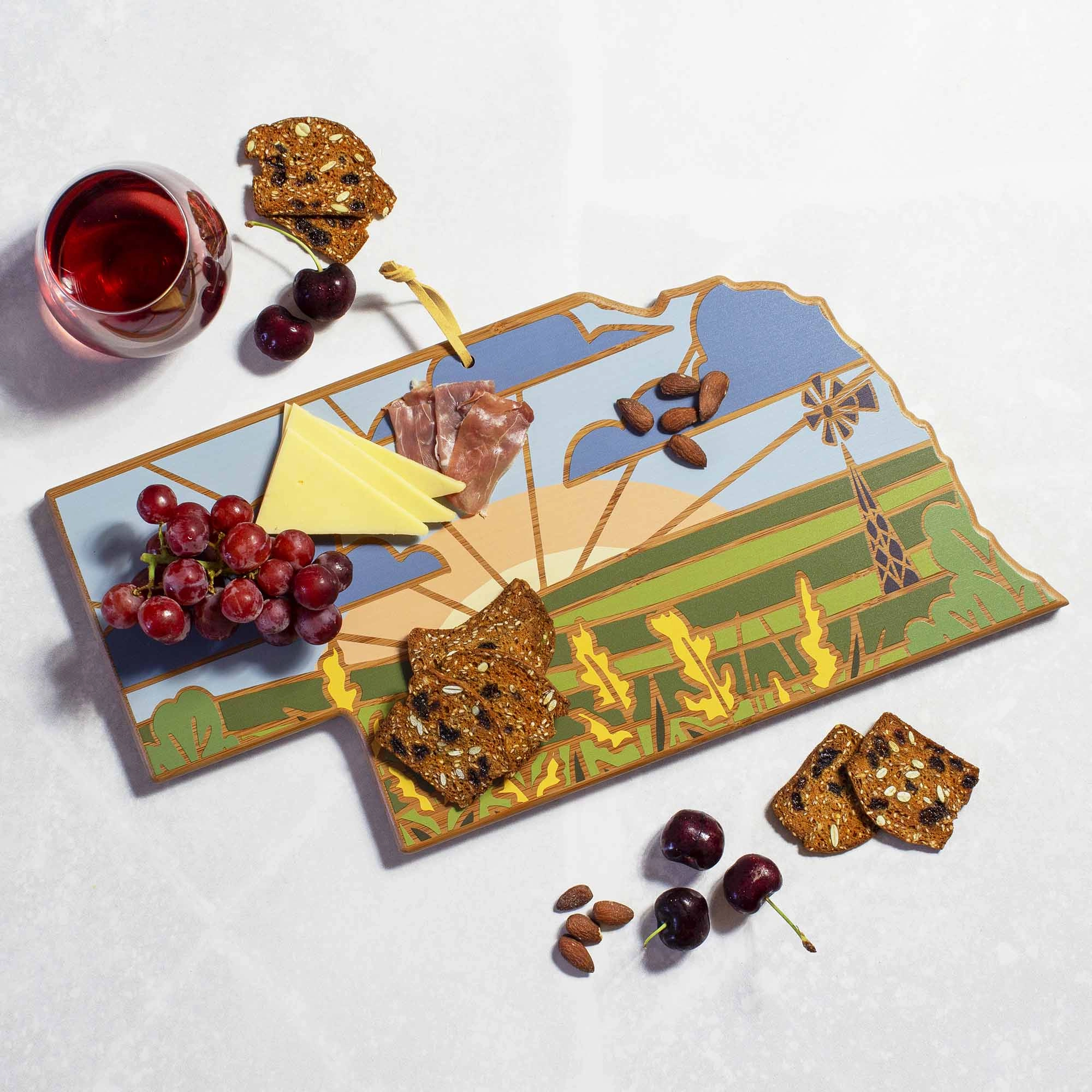 Nebraska Cutting Board with Artwork by Summer Stokes