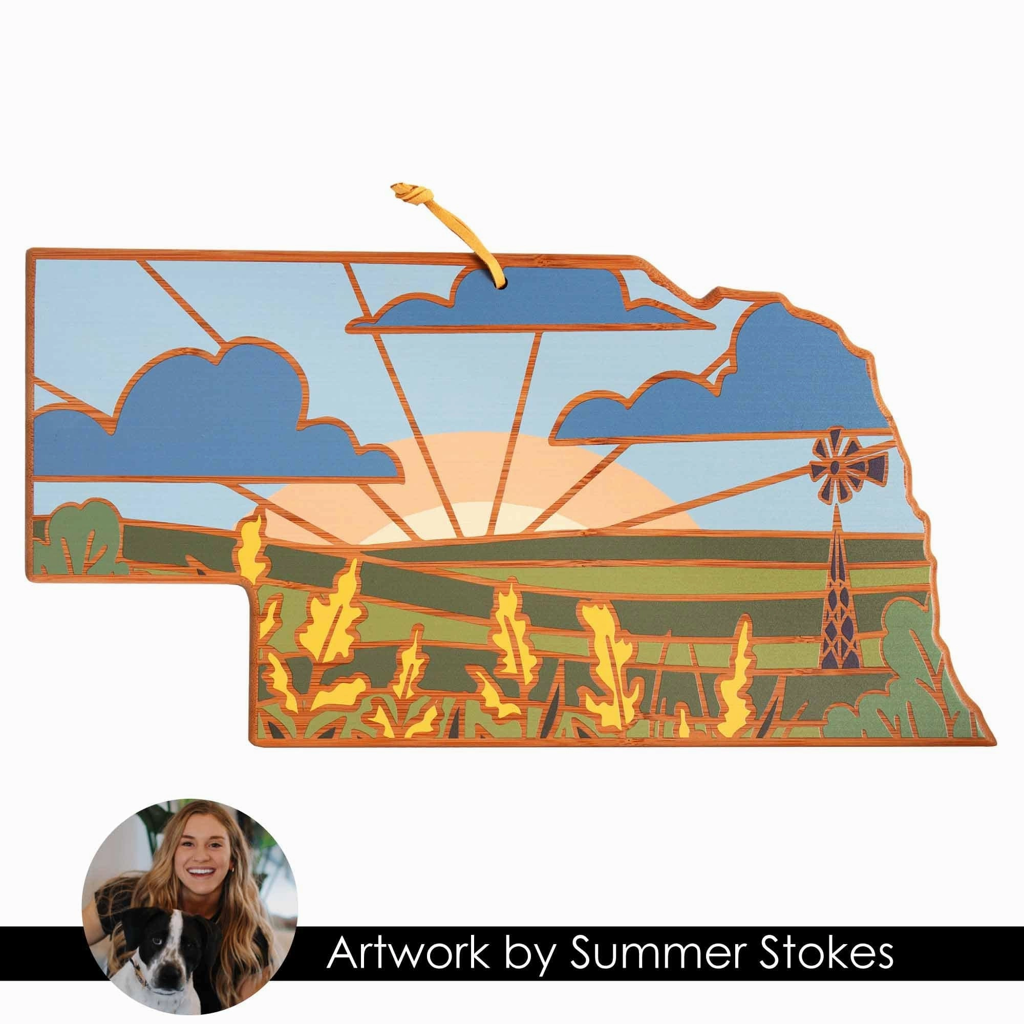 Nebraska Cutting Board with Artwork by Summer Stokes