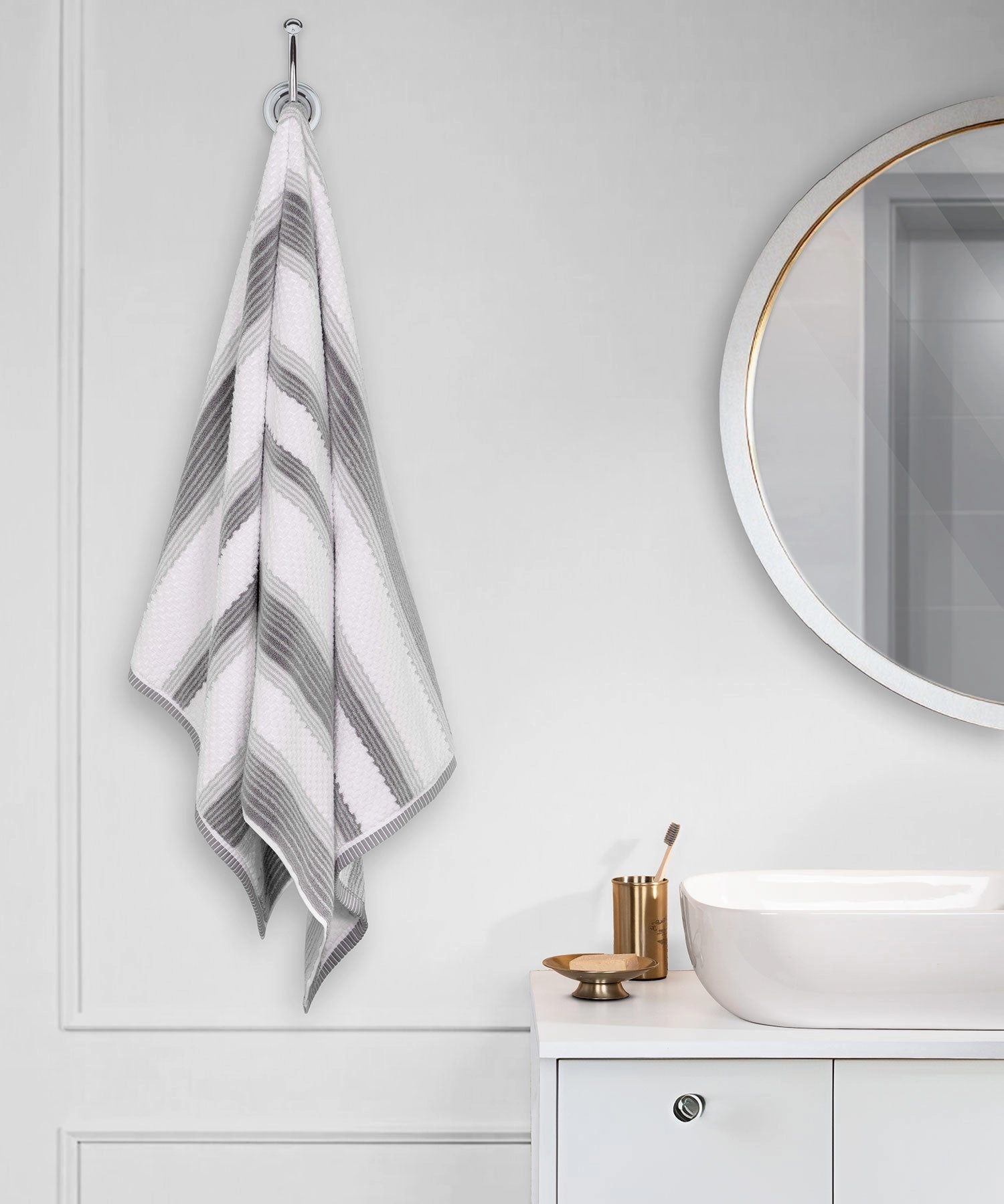 Nectarsoft Be Our Guest Bath Towel, 625 GSM, 100% Cotton, Grey, Aries