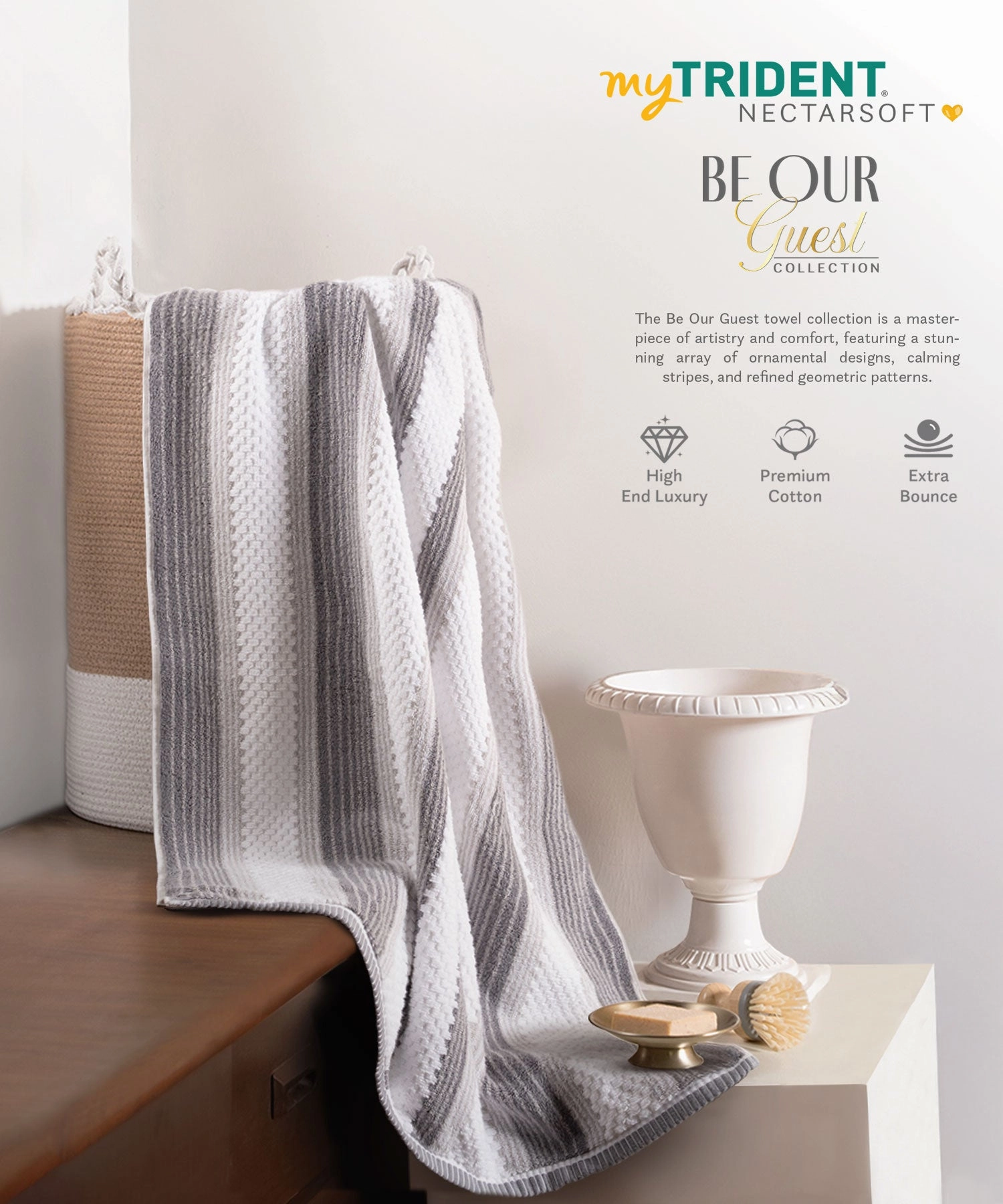 Nectarsoft Be Our Guest Bath Towel, 625 GSM, 100% Cotton, Grey, Aries bath towels,soft towels,bathroom textiles