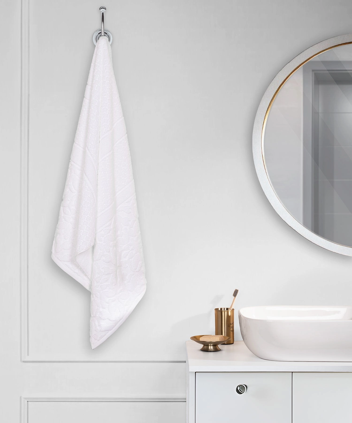 Nectarsoft Be Our Guest Bath Towel, 625 GSM, 100% Cotton, White,  Elanz