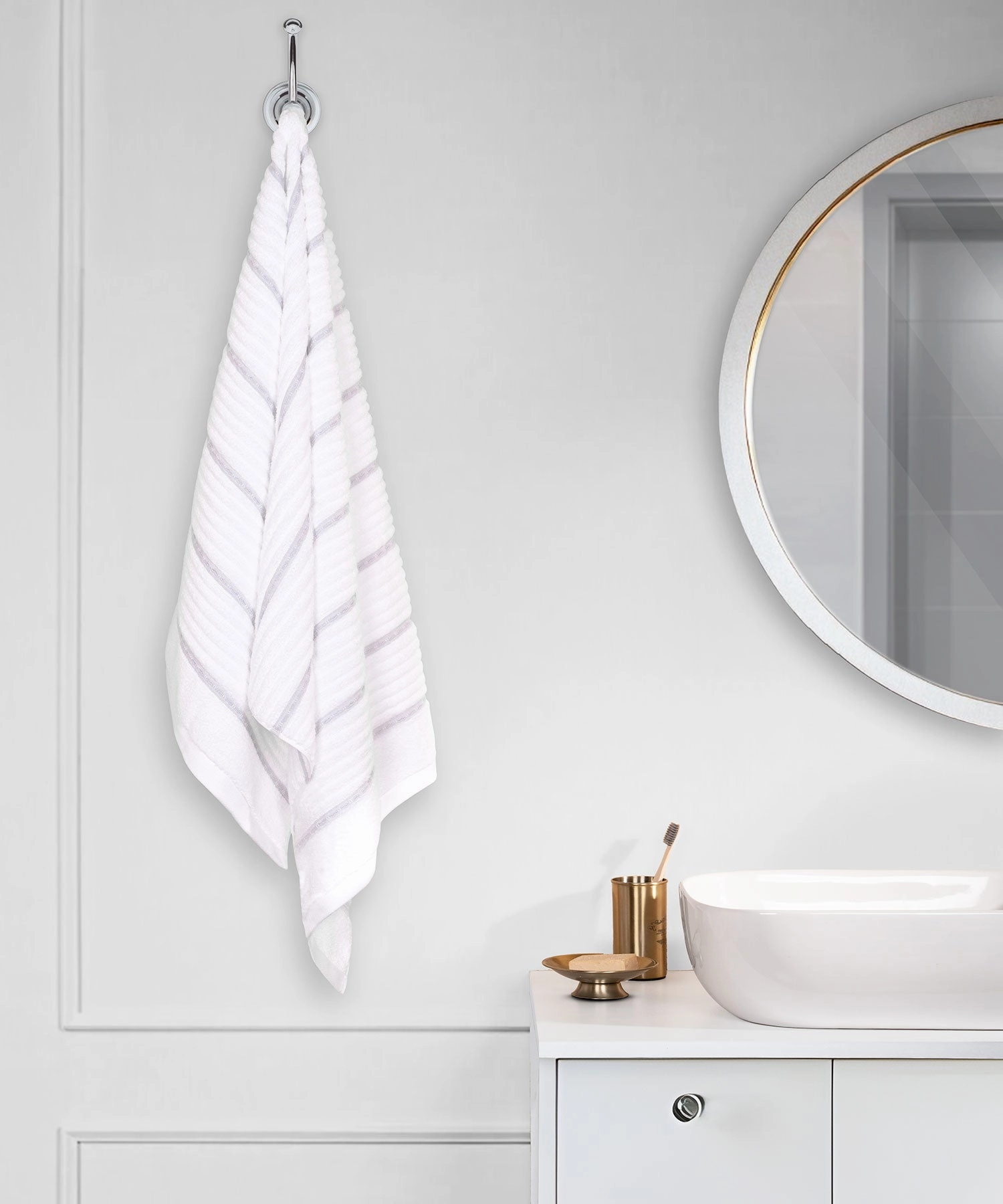 Nectarsoft Be Our Guest Bath Towel, 625 GSM, 100% Cotton, White, Celise