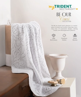 Nectarsoft Be Our Guest Bath Towel, 625 GSM, 100% Cotton, White, Curate bath towels,soft towels,bathroom textiles