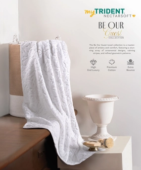 Nectarsoft Be Our Guest Bath Towel, 625 GSM, 100% Cotton, White, Ixora bath towels,soft towels,bathroom textiles