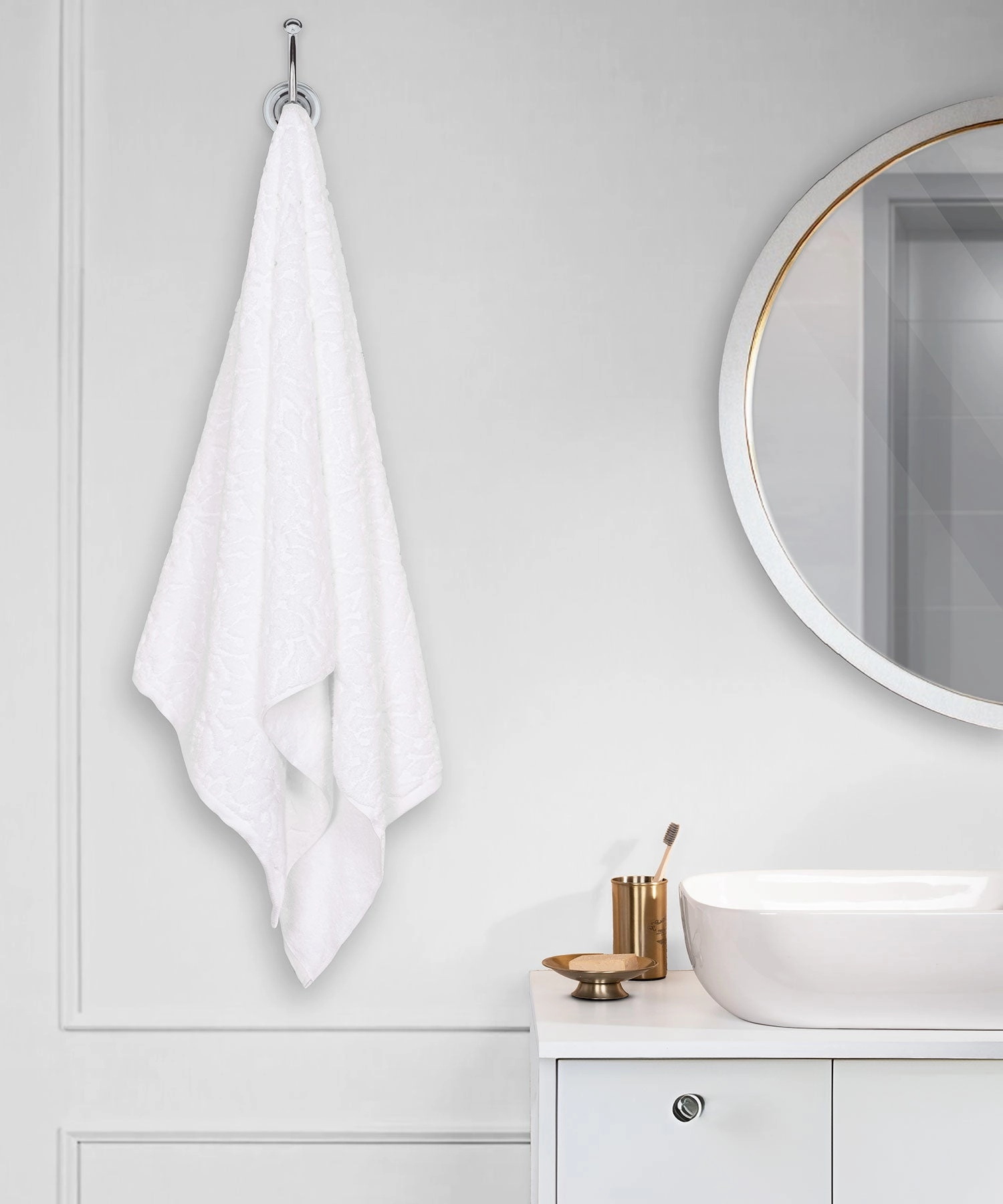 Nectarsoft Be Our Guest Bath Towel, 625 GSM, 100% Cotton, White, Ixora
