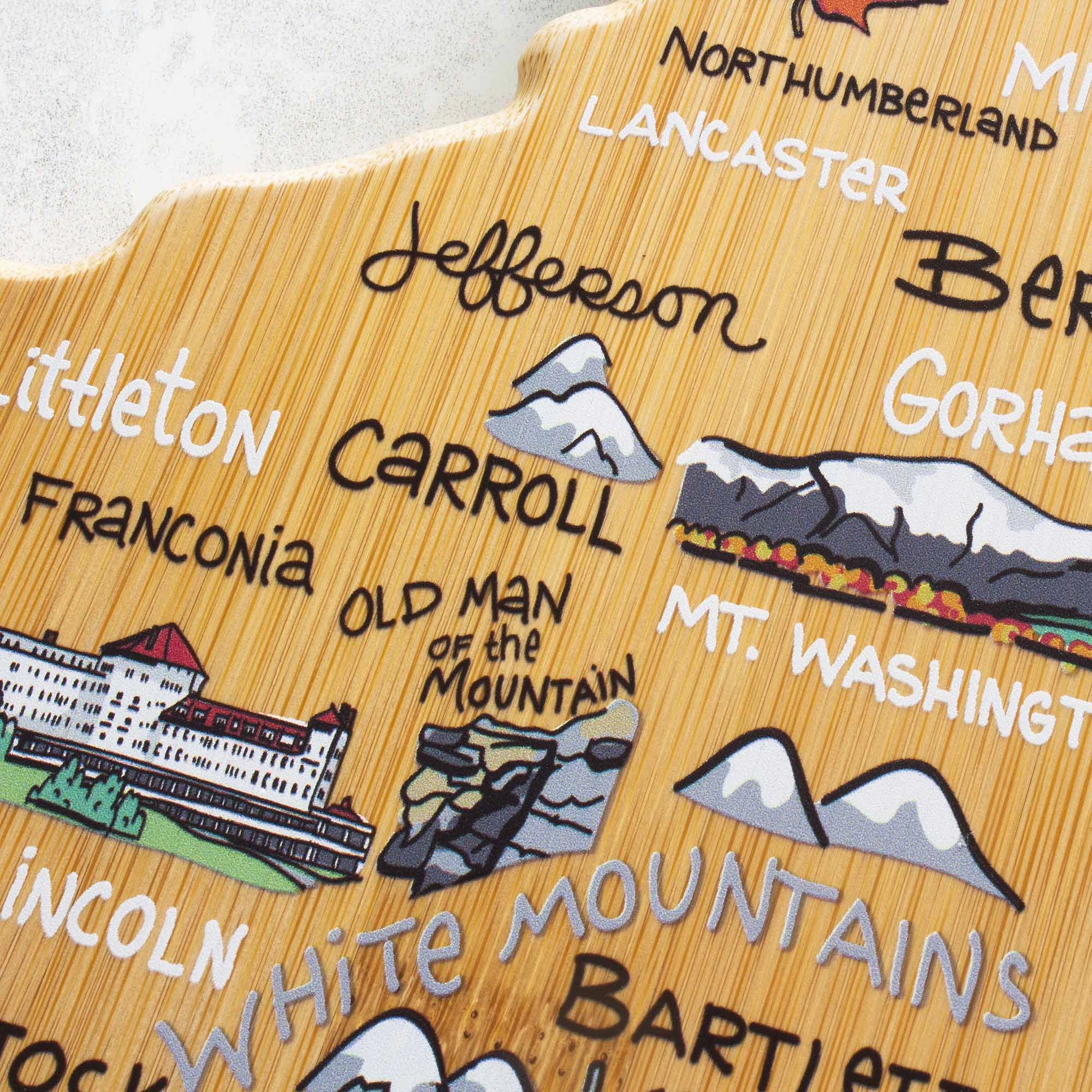 New Hampshire Cutting Board with Artwork by Fish Kiss