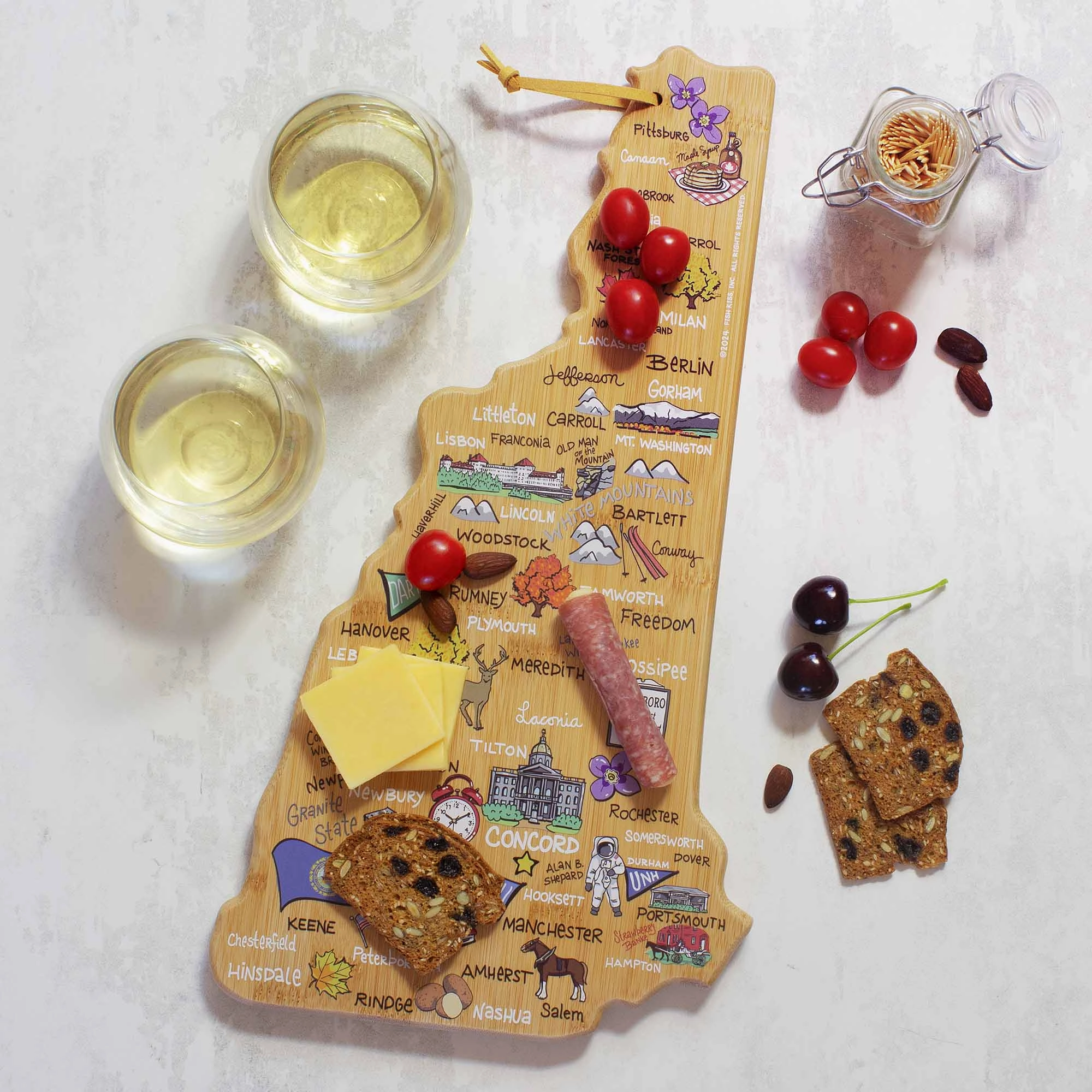 New Hampshire Cutting Board with Artwork by Fish Kiss