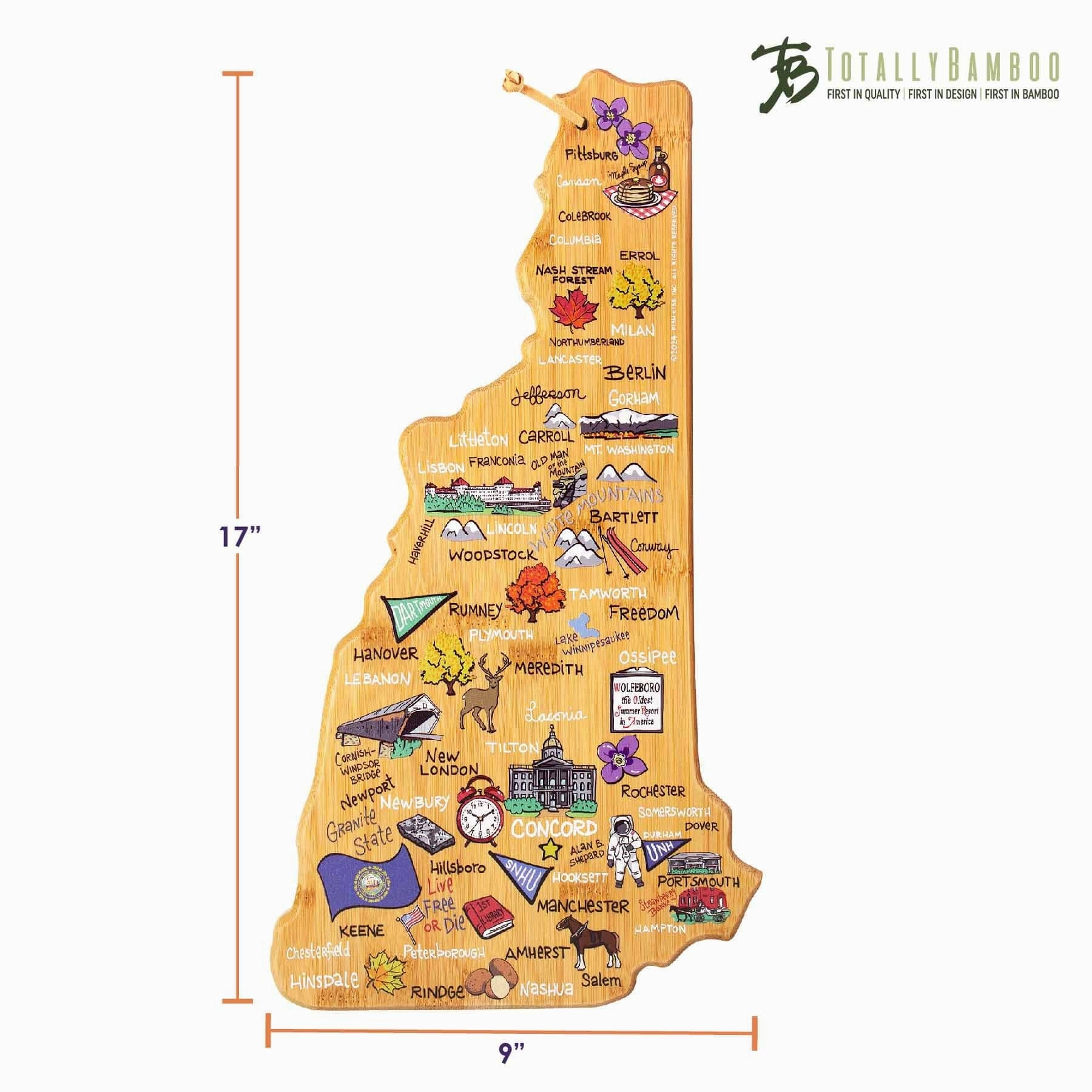 New Hampshire Cutting Board with Artwork by Fish Kiss