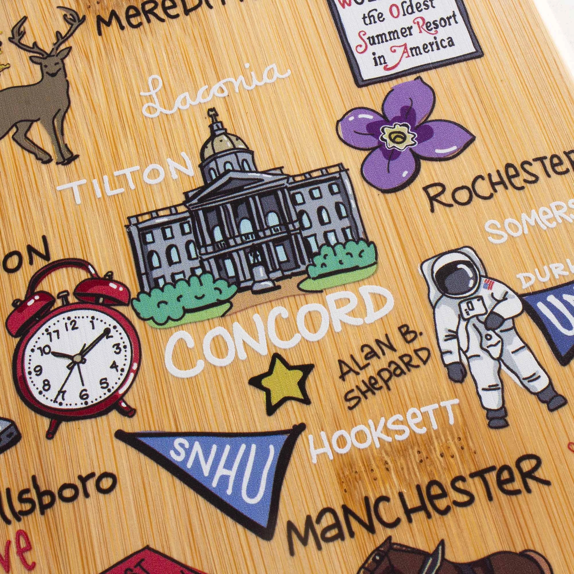 New Hampshire Cutting Board with Artwork by Fish Kiss