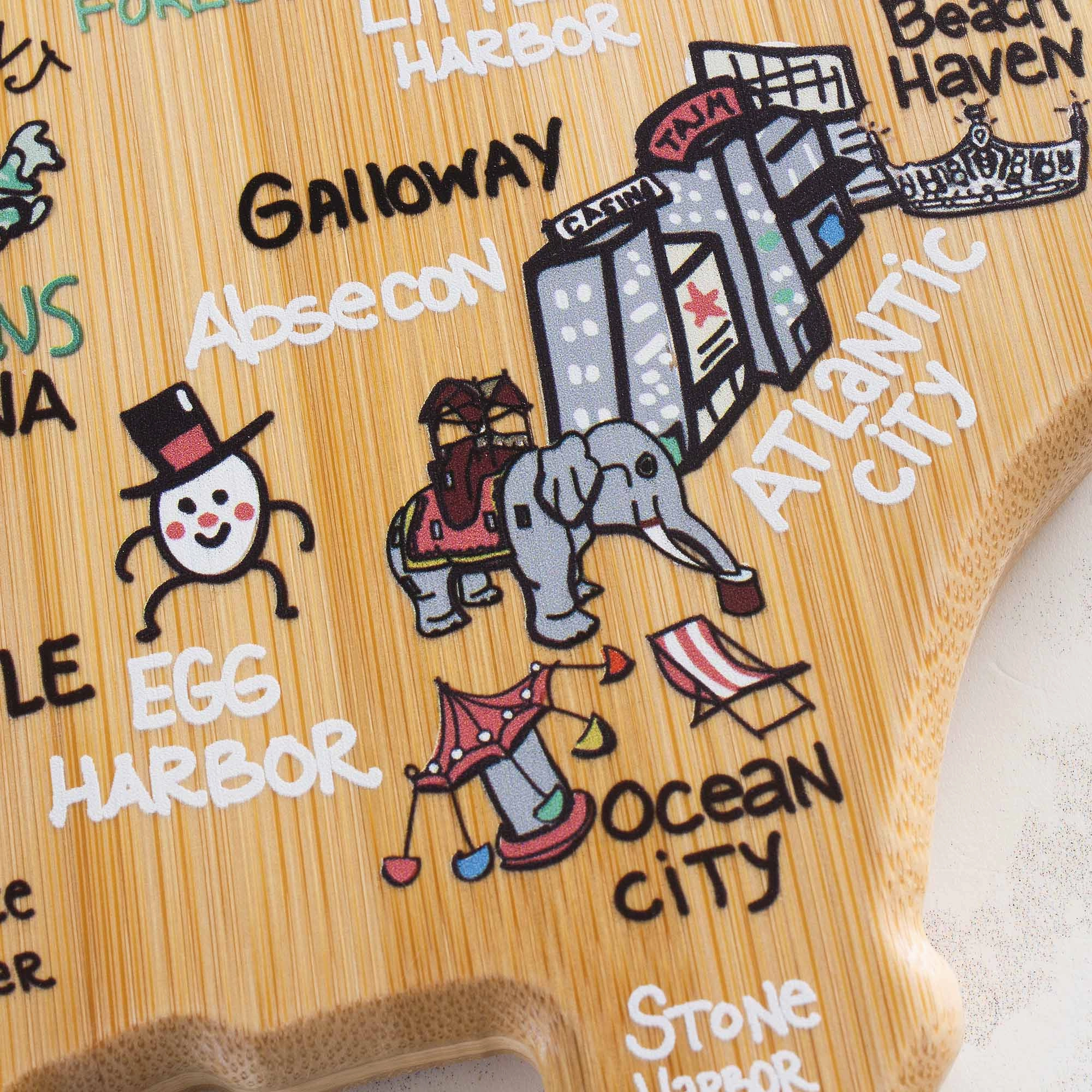 New Jersey Cutting Board with Artwork by Fish Kiss