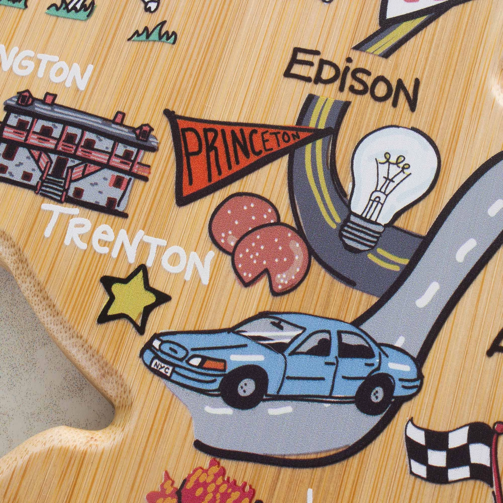 New Jersey Cutting Board with Artwork by Fish Kiss