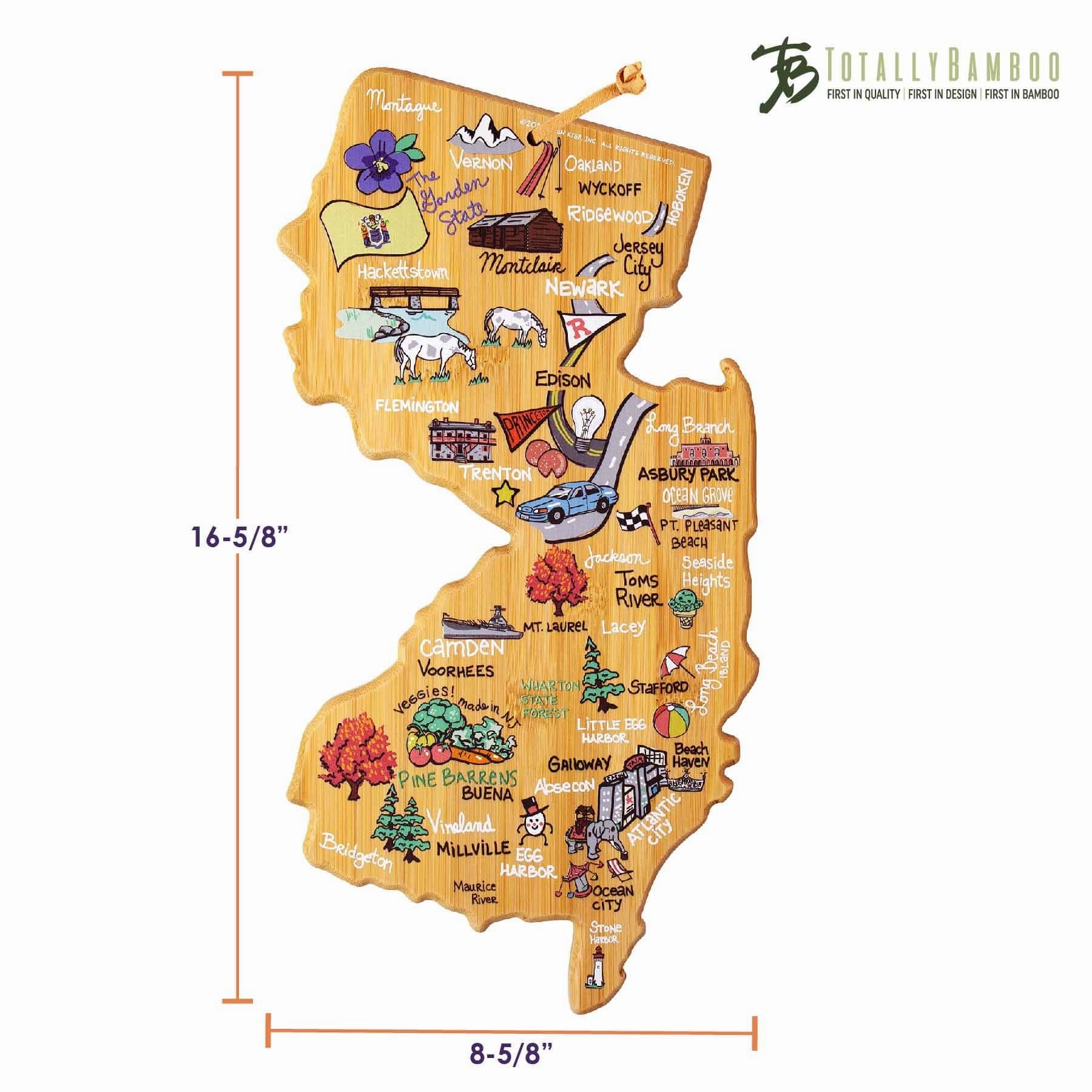 New Jersey Cutting Board with Artwork by Fish Kiss