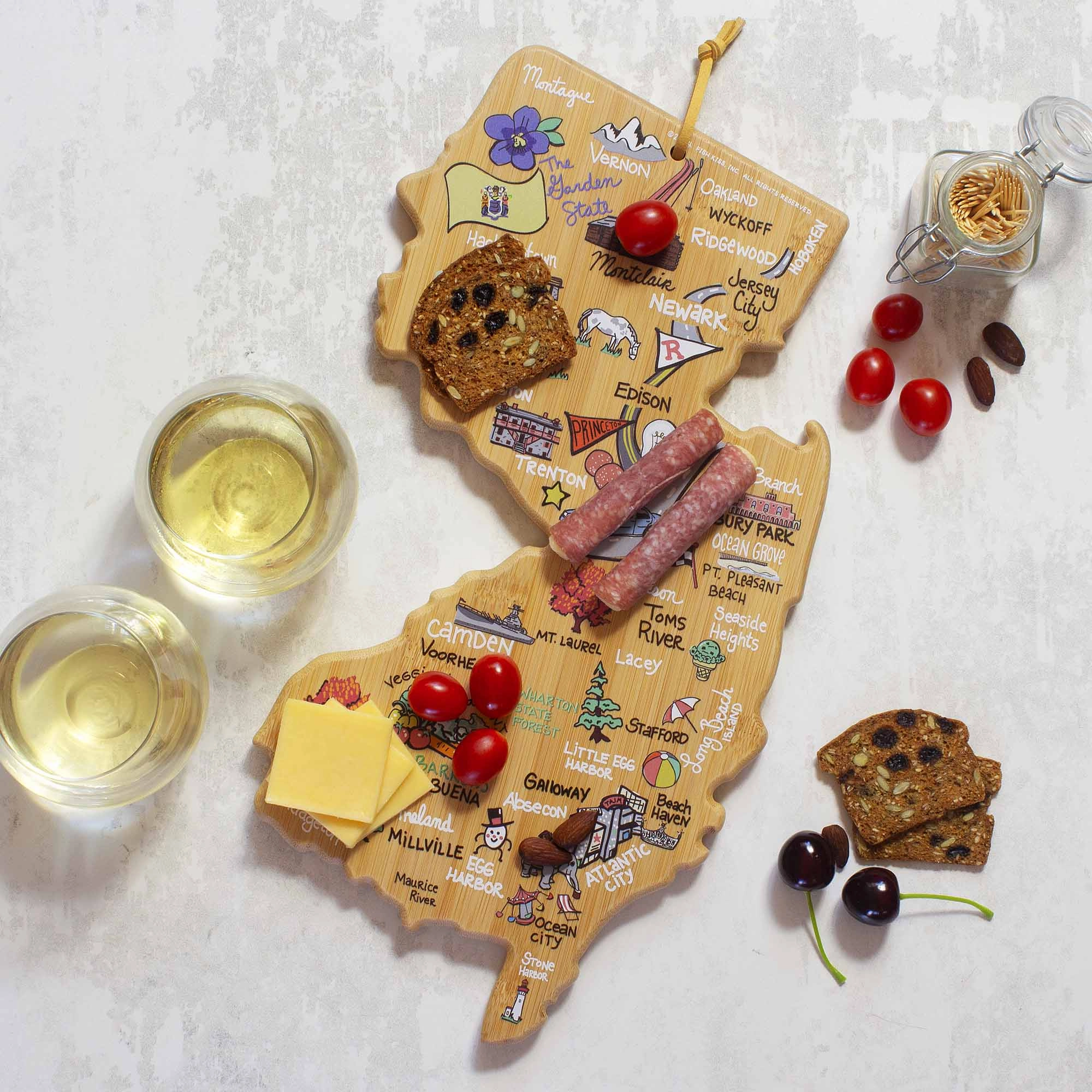 New Jersey Cutting Board with Artwork by Fish Kiss