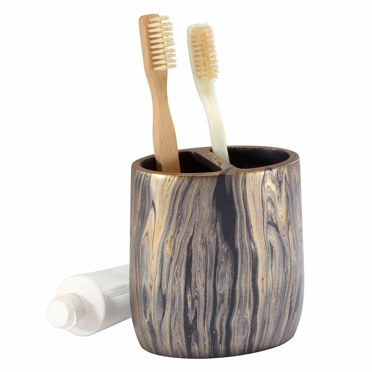 Nicole Miller Harper Black/Gold Toothbrush Holder toothbrush holder,bathroom cup,bathroom organizer