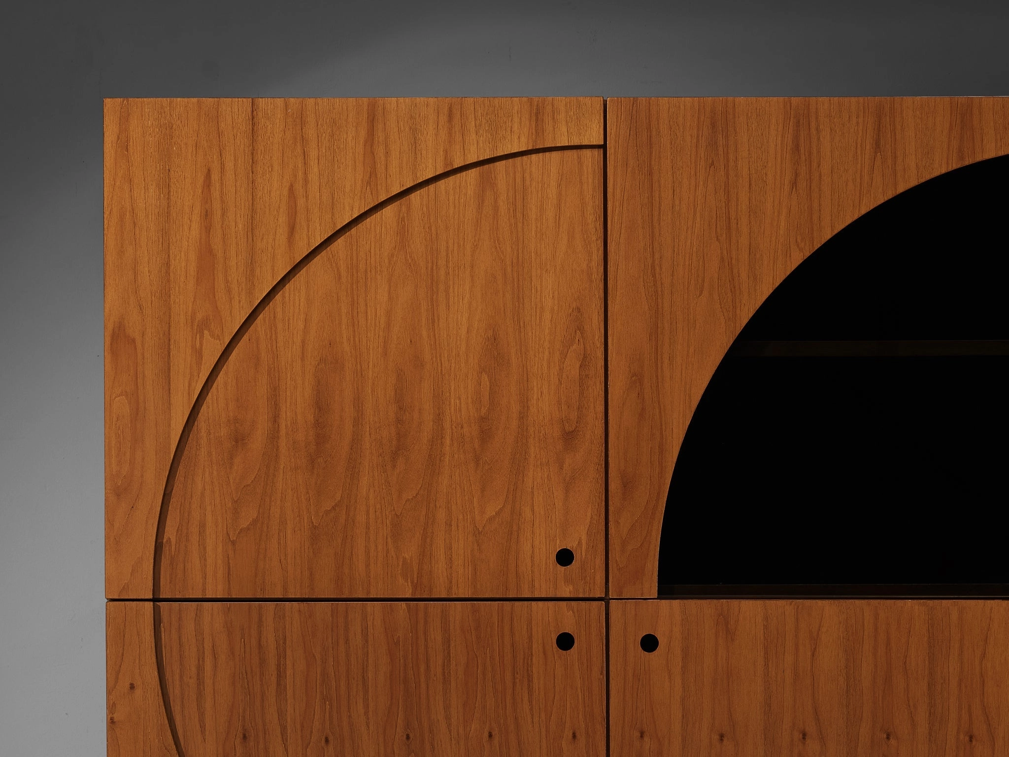 Nikol International Tall Post-Modern Sideboard in Walnut and Smoked Glass
