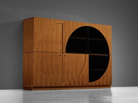 Nikol International Tall Post-Modern Sideboard in Walnut and Smoked Glass storage cabinet,organizer,furniture storage