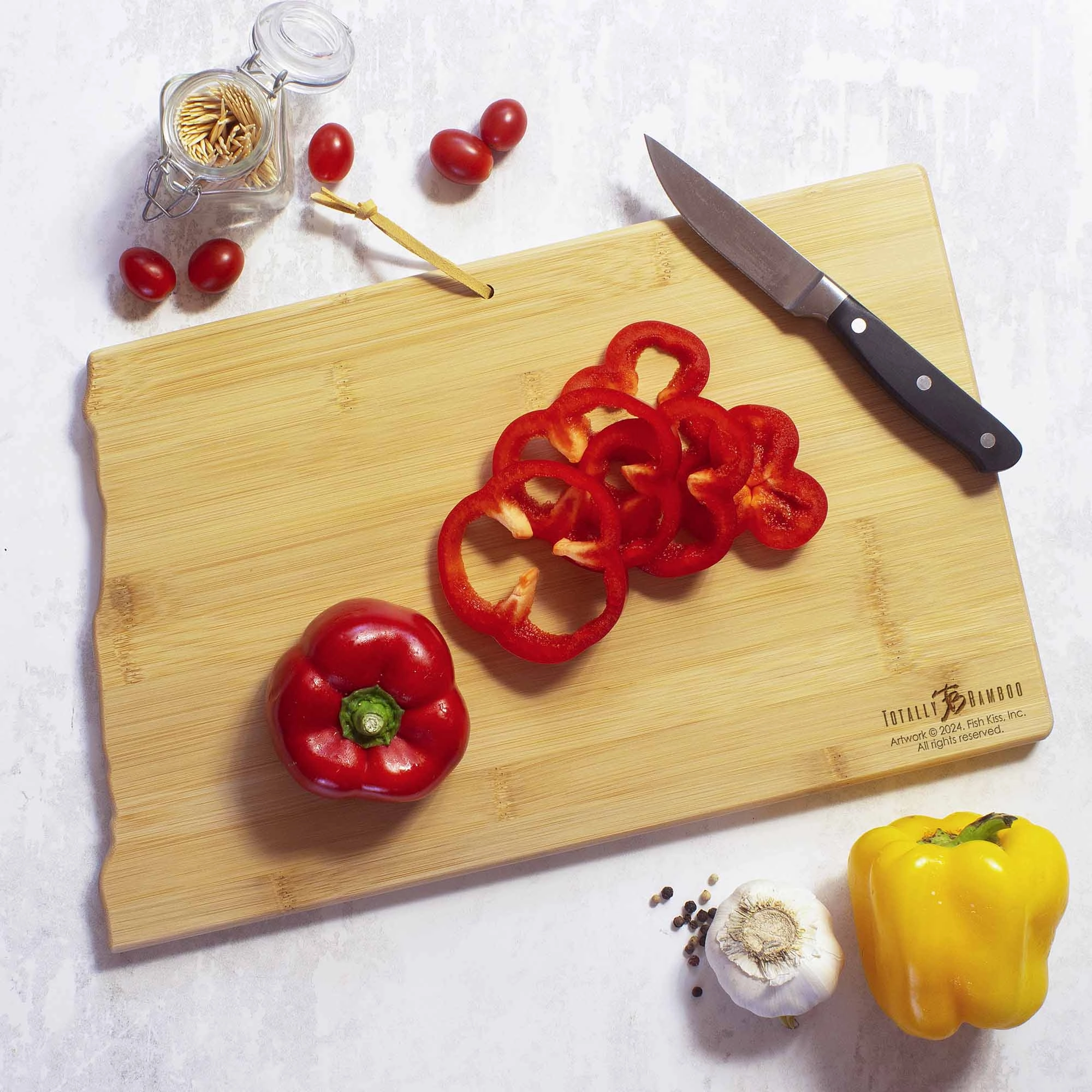 North Dakota Cutting Board with Artwork by Fish Kiss
